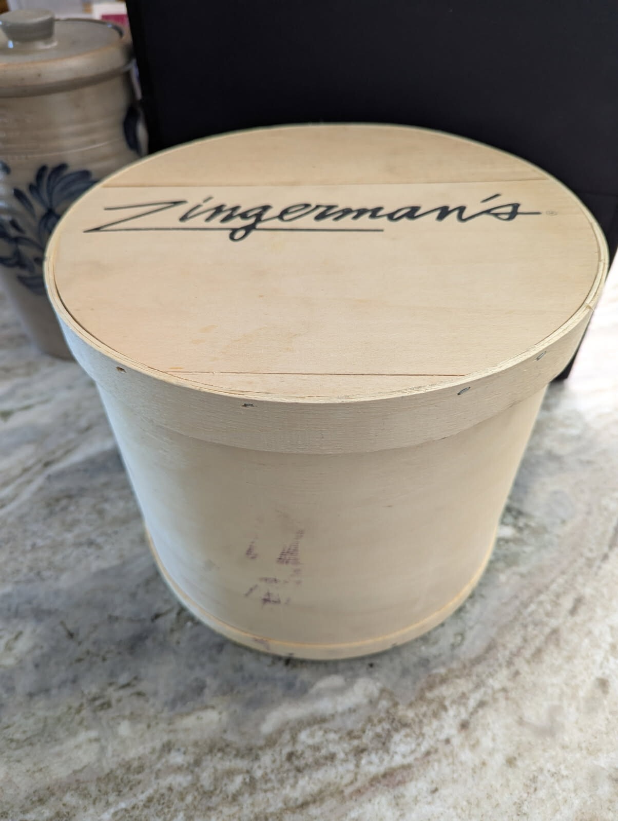 ZINGERMAN'S  ROUND WOODEN CHEESE BOX PINE WOOD 11