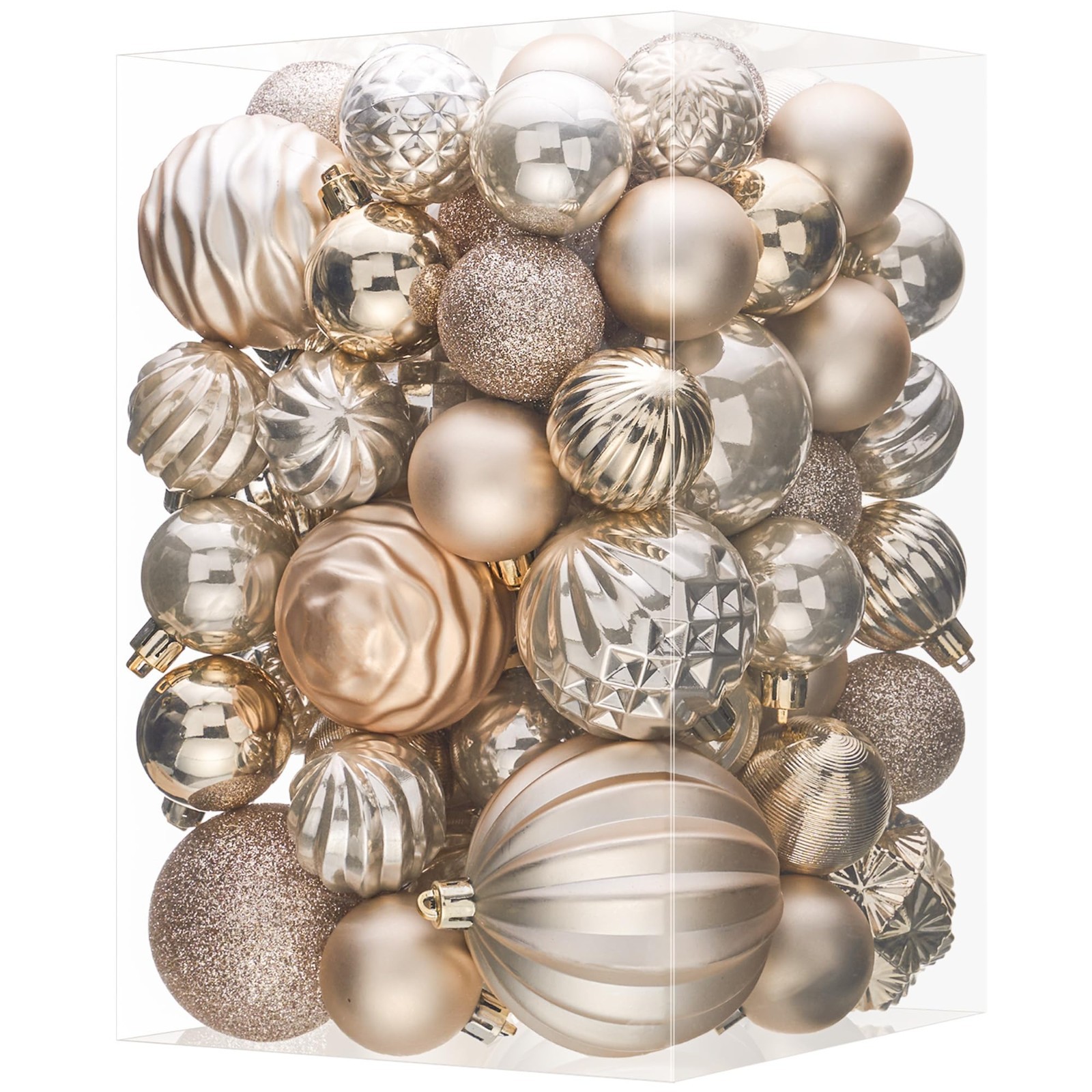 47CT Christmas Tree Ornaments - Champagne Gold Decorative Balls for Holiday Deco