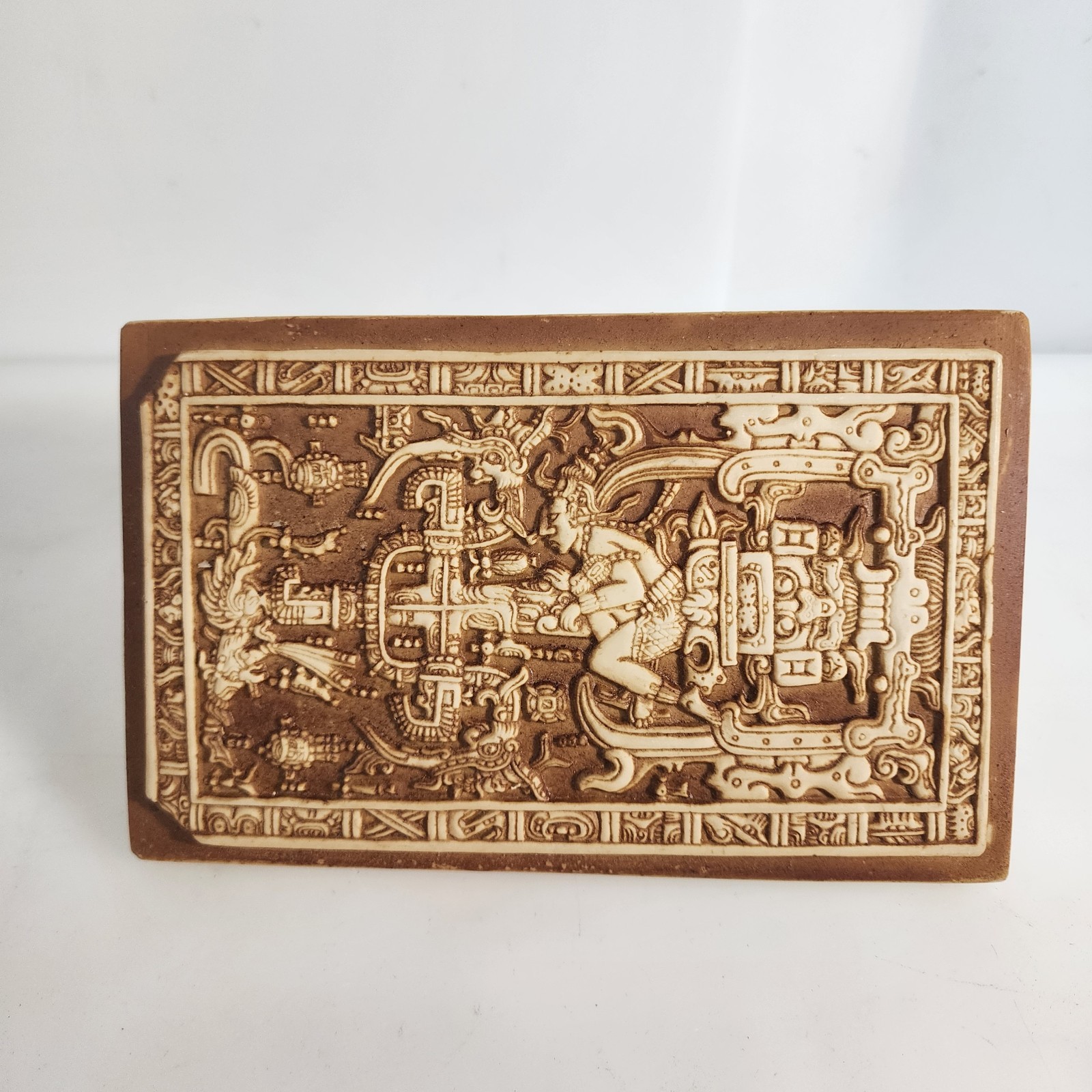 Mayan King Pakal Sarcophagus Lid Plaster Wall Art Replica Mexico - Myth/Alien
