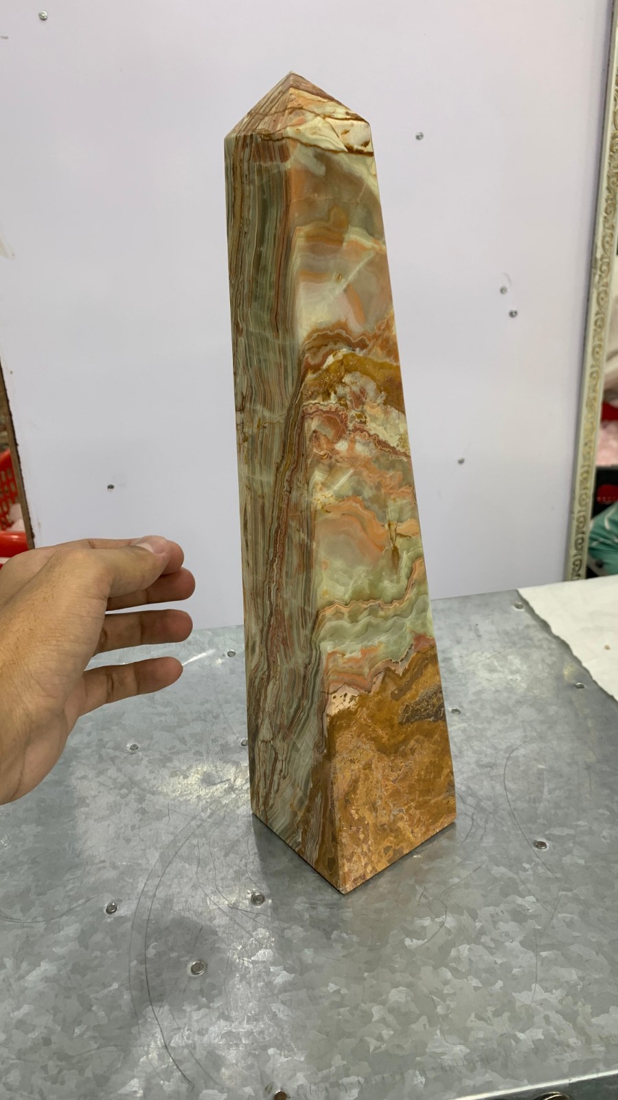Beautiful Large Banded Onyx Natural Gemstone Tower Polished Crystal 6KG