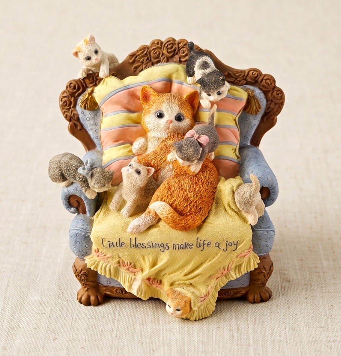 San Francisco Music Box Little Blessings Make Life A Joy Lots Of Cats & Kittens