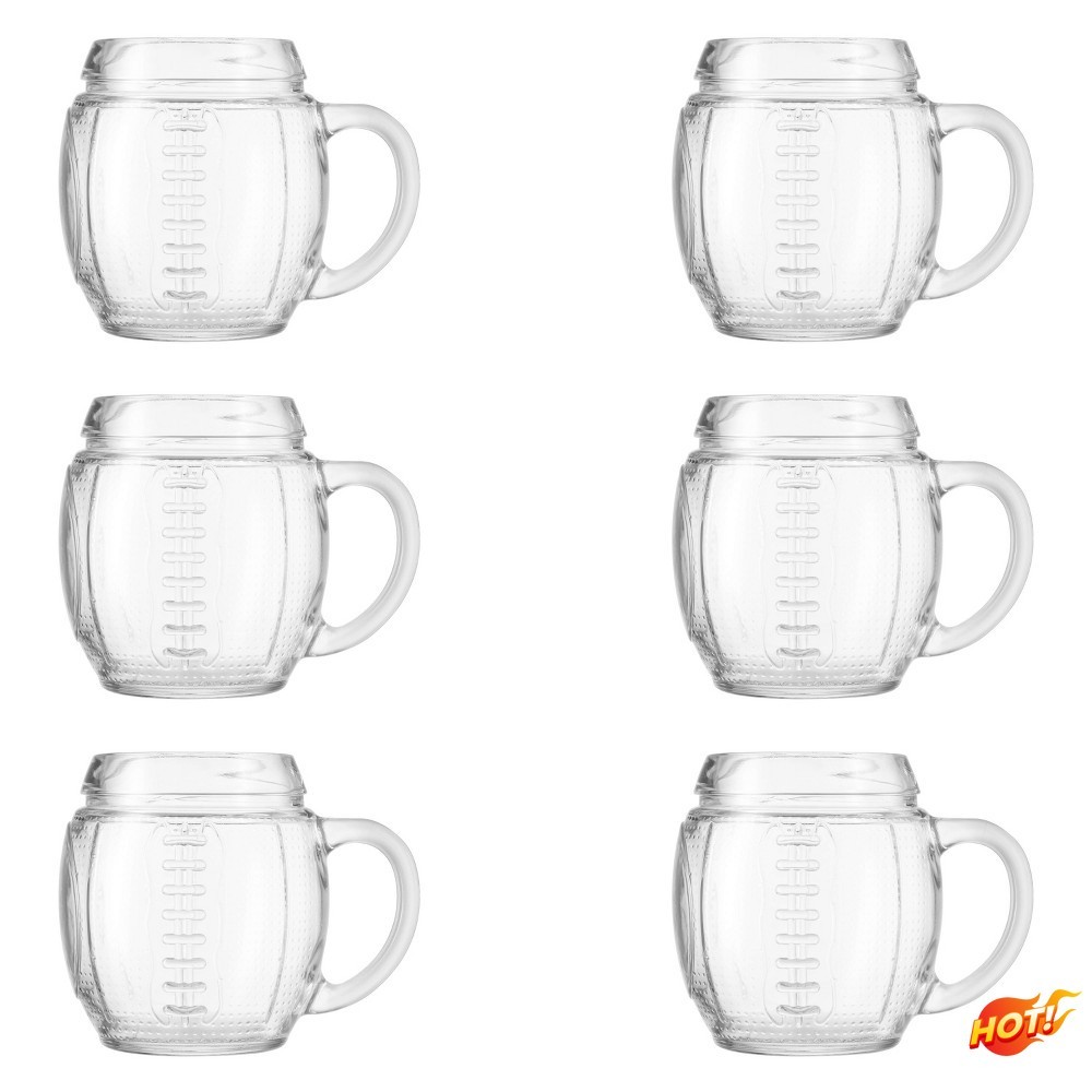 Sports Glassware, American Football, Set of 6