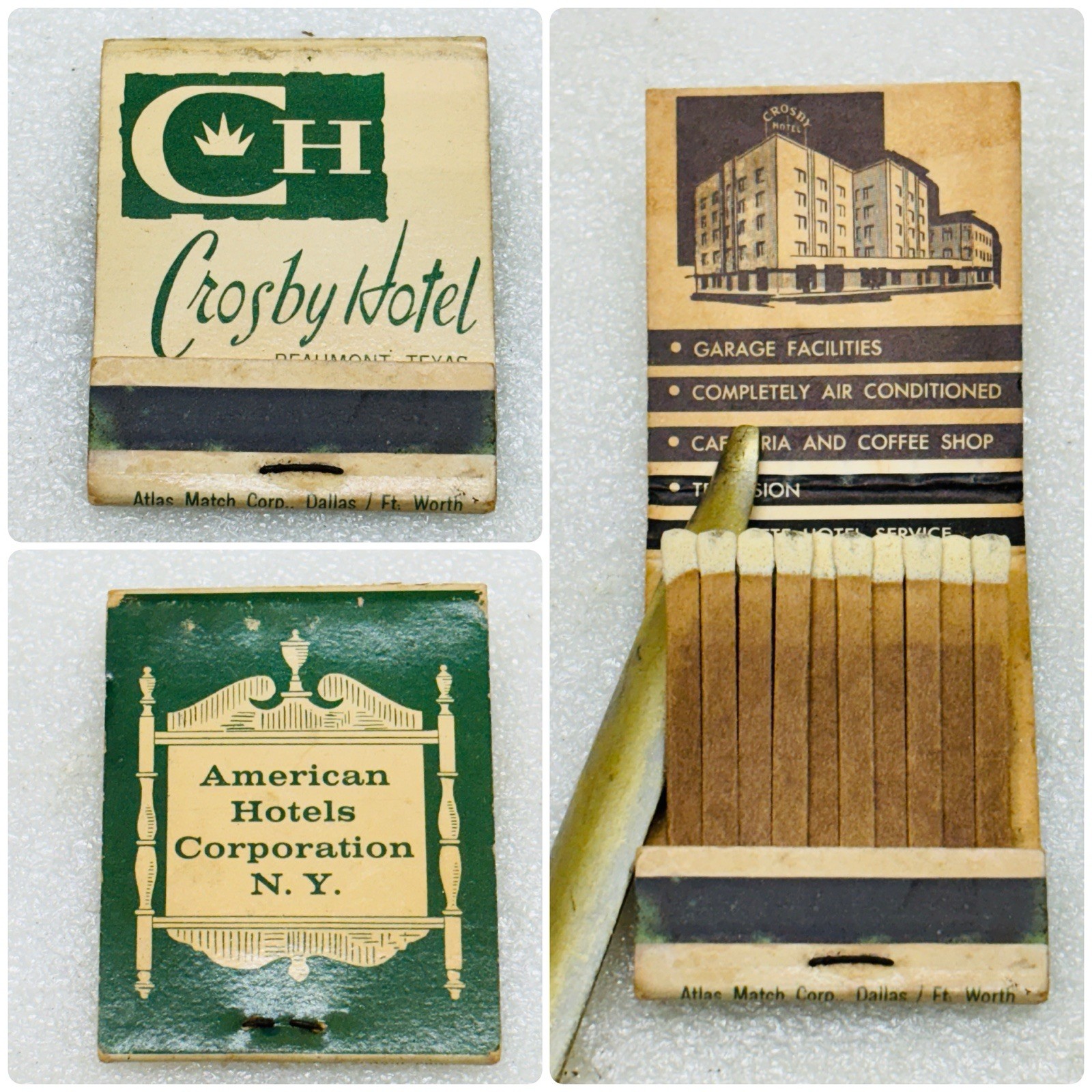 VTG‼ Crosby Hotel Beaumont TX Texas Matchbook • FULL & UNSTRUCK‼