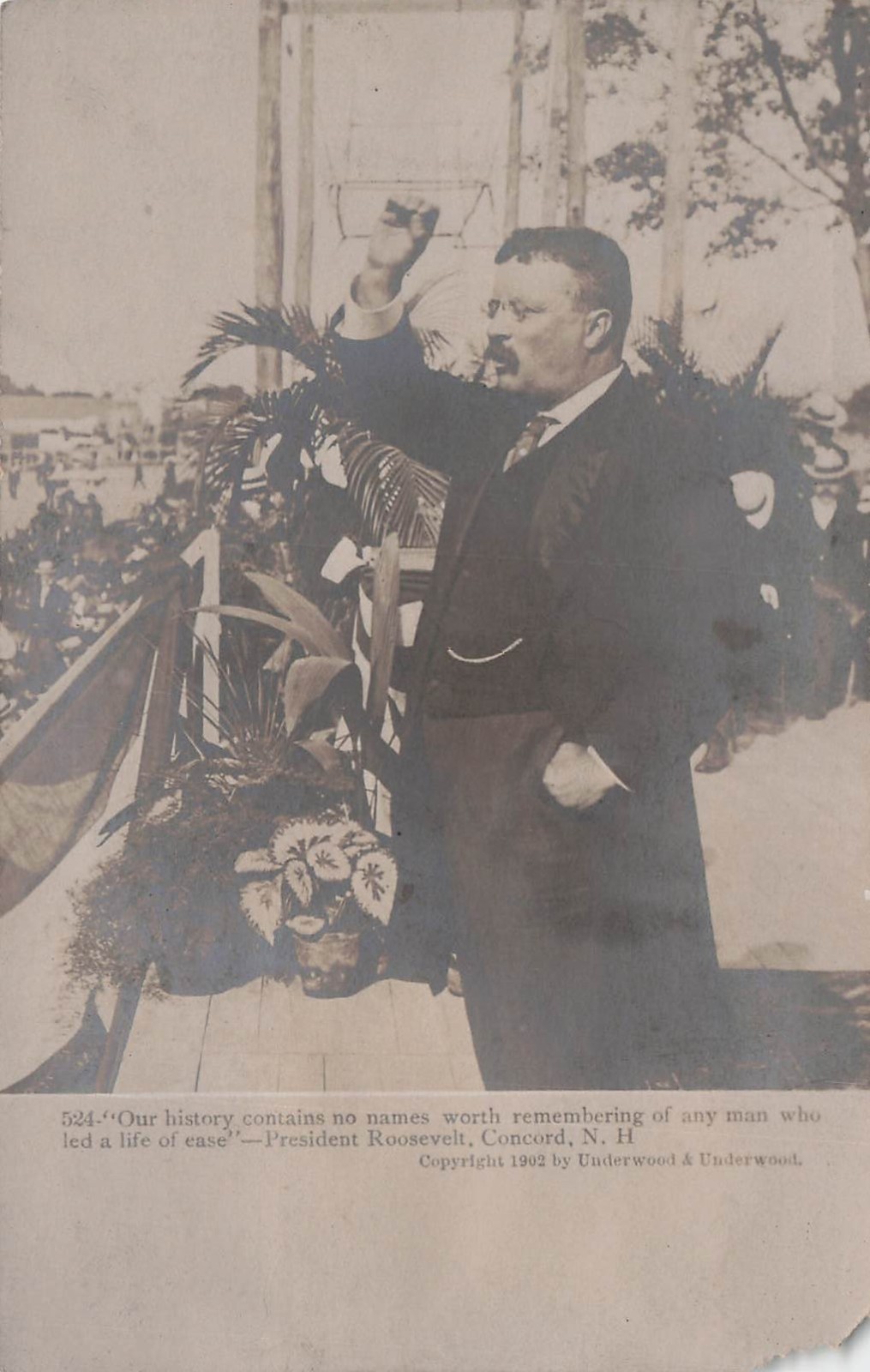 RPPC President Theodore Roosevelt Concord NH Historic Speech Photo Postcard 17A