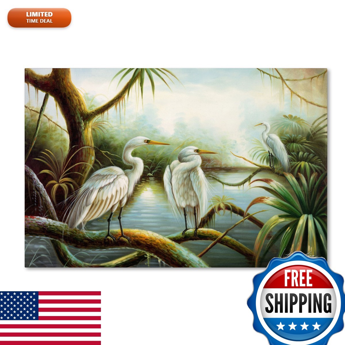 Trademark Fine Art Three Herons Canvas Art 16x24