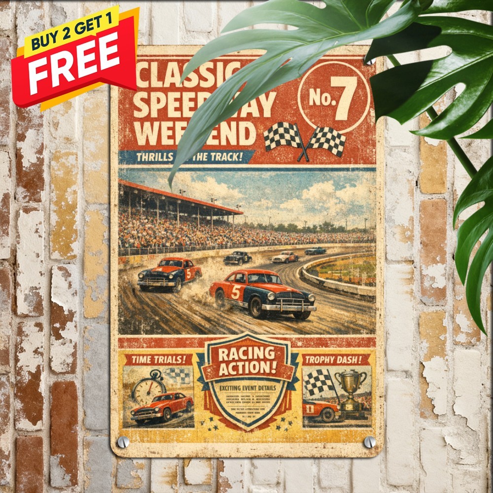 Martinsville Speedway Virginia Stock Car Racing Art Retro Metal Tin Sign