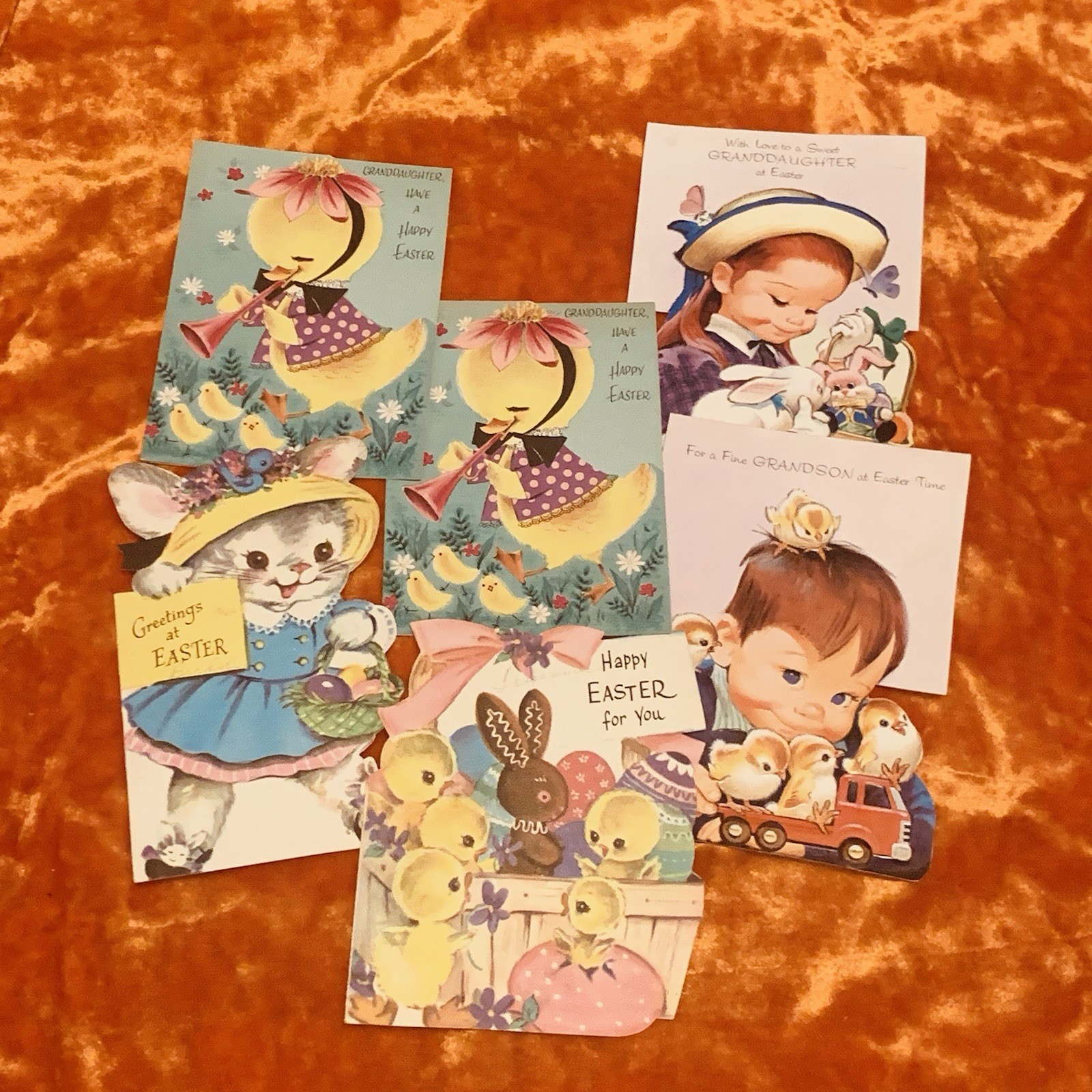 Vintage Lot of 6 Used Easter Greeting Cards