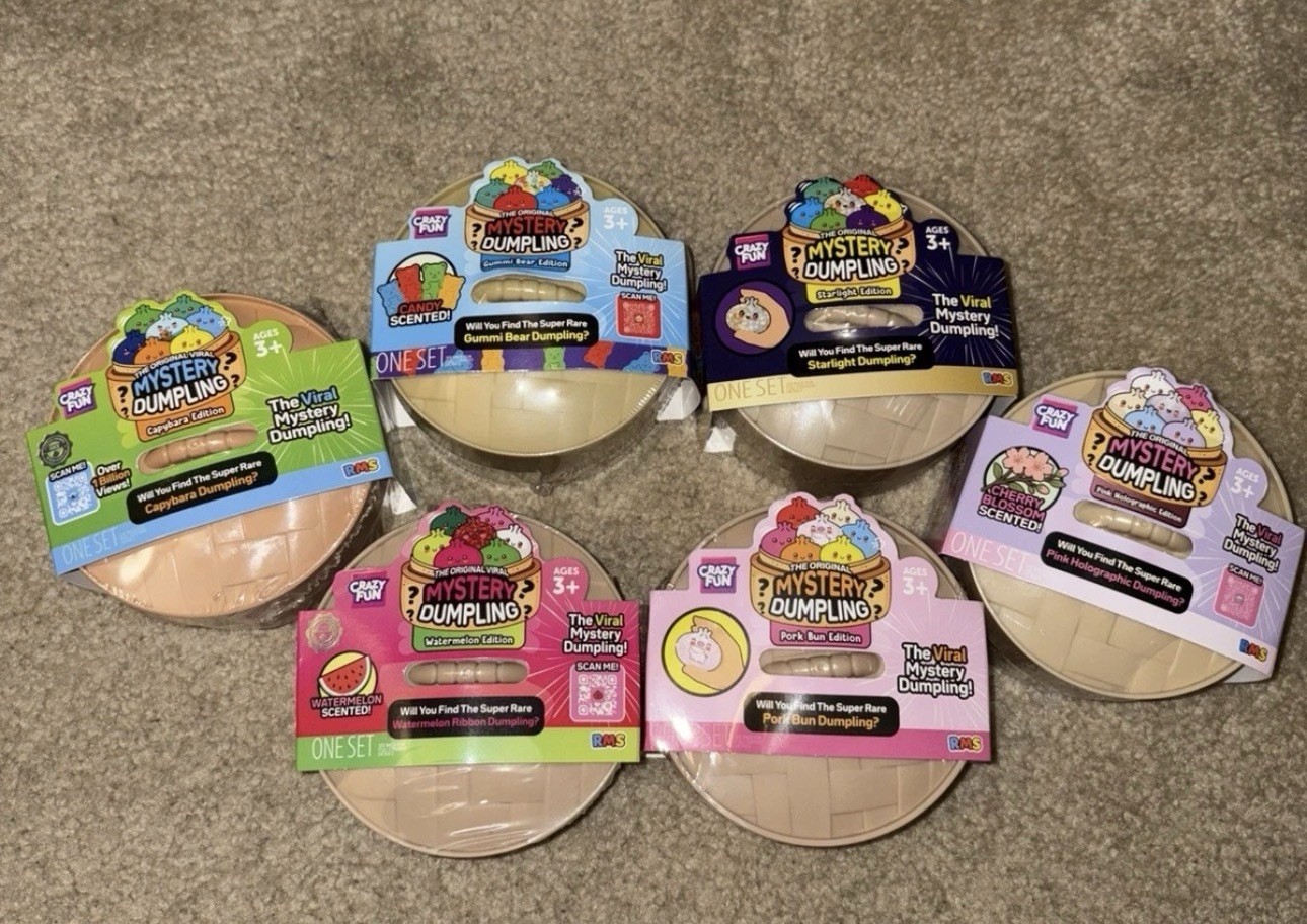 RMS Mystery Squishy Dumpling SEALED Lot of 6 - Candy, Capybara, Starlight Cherry