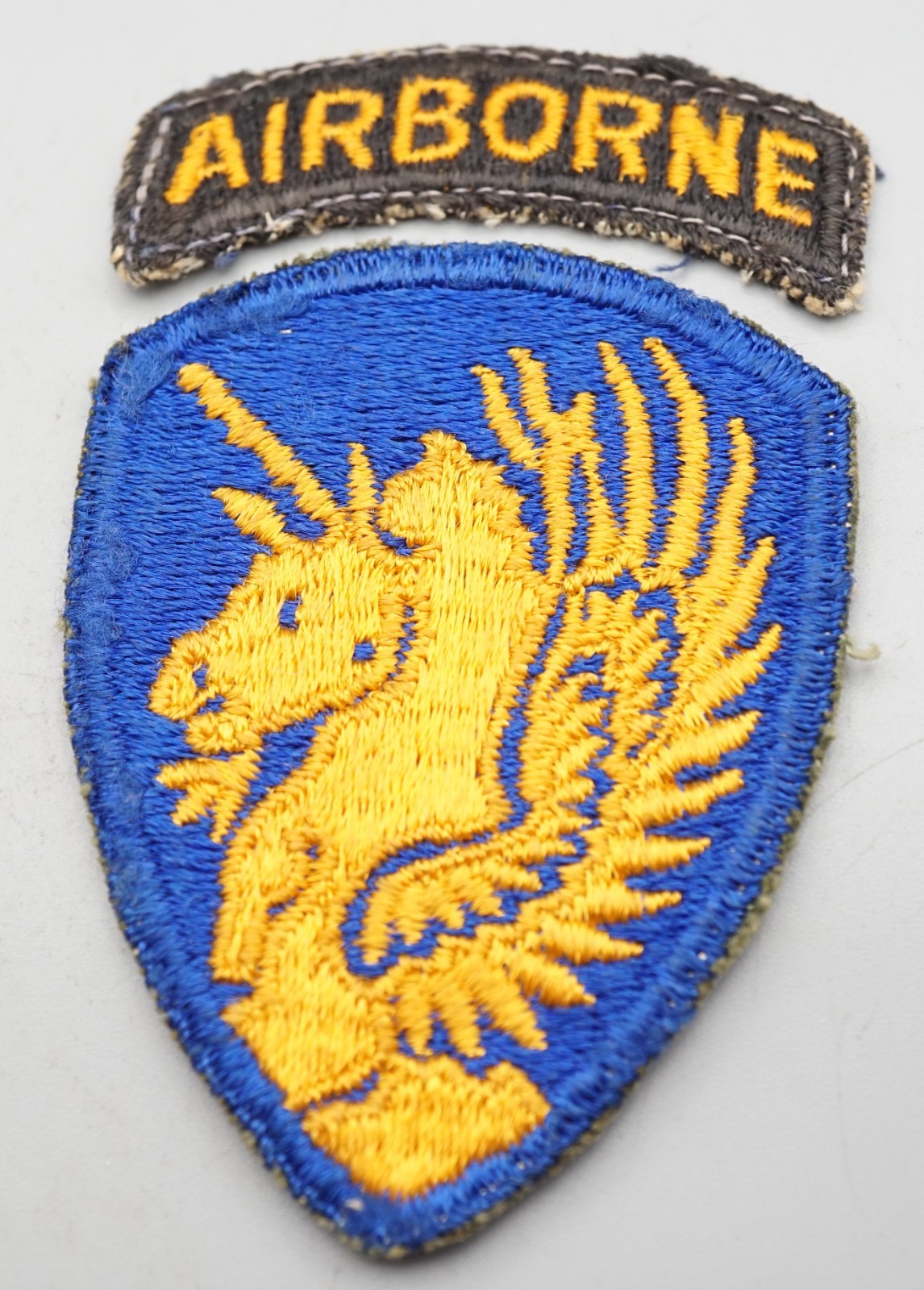 WWII 13th Airborne Division With Rocker Tab Patches Lot Of 2 - NO GLOW