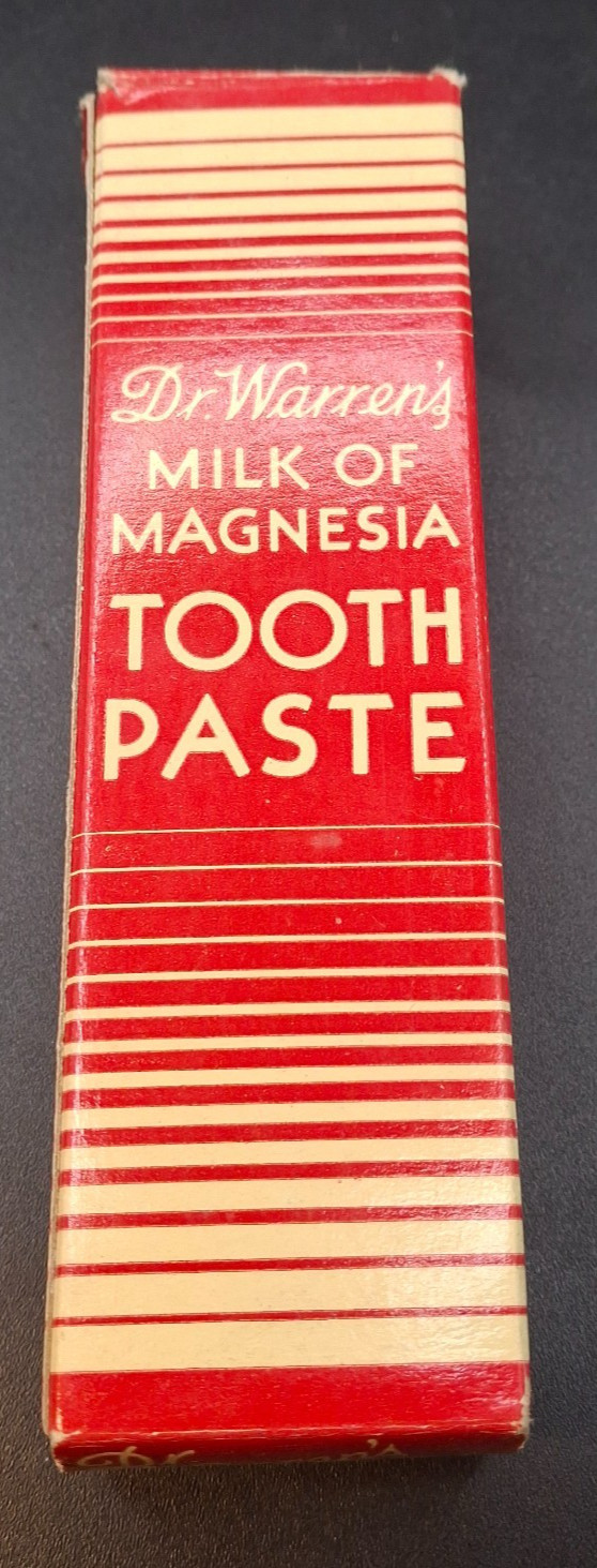 Vintage Dr Warrens Milk of Magnesia Tooth Paste Box Dental Advertising Drugstore