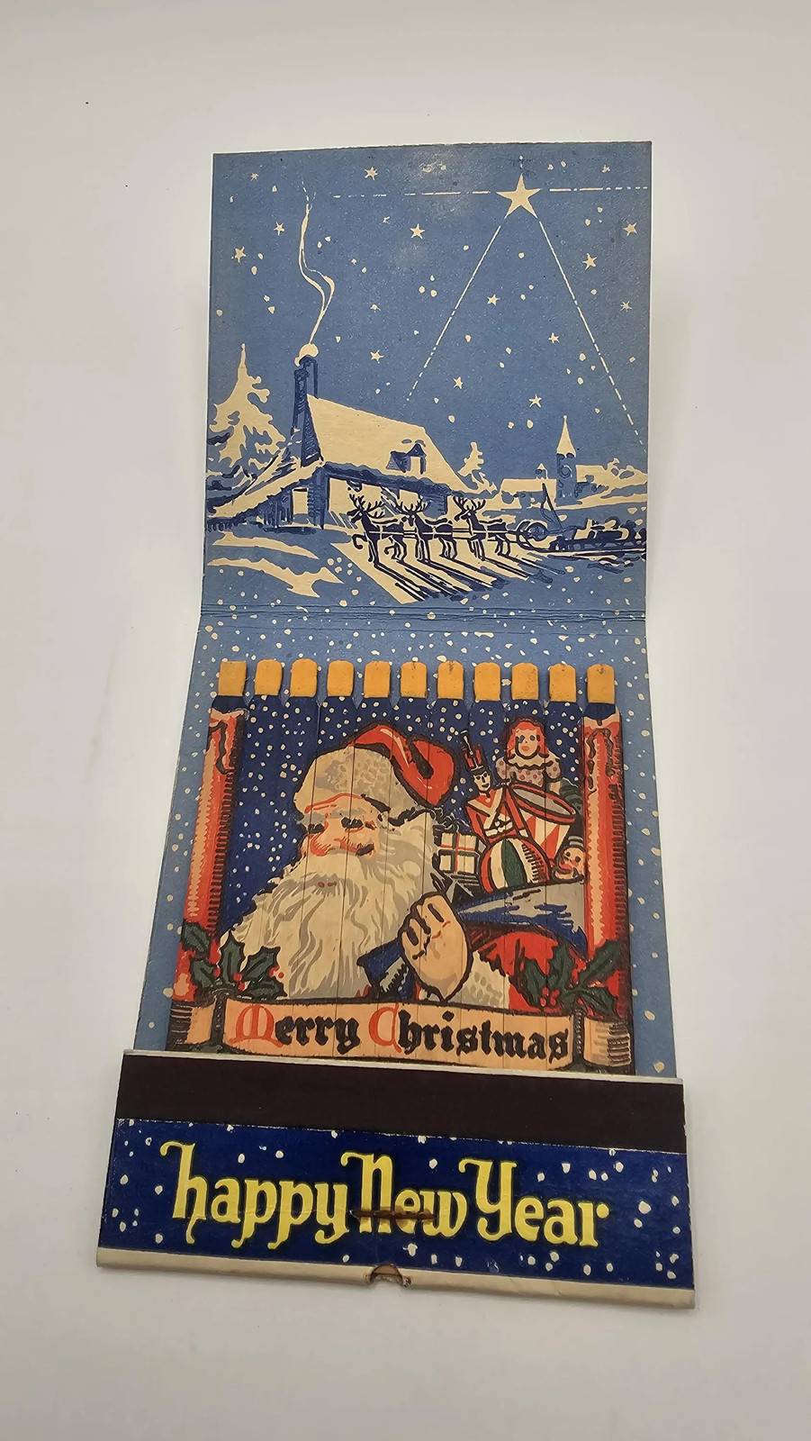 Vintage 1930s Feature Matchbook Santa Claus Lees Chinese Restaurant Manchester