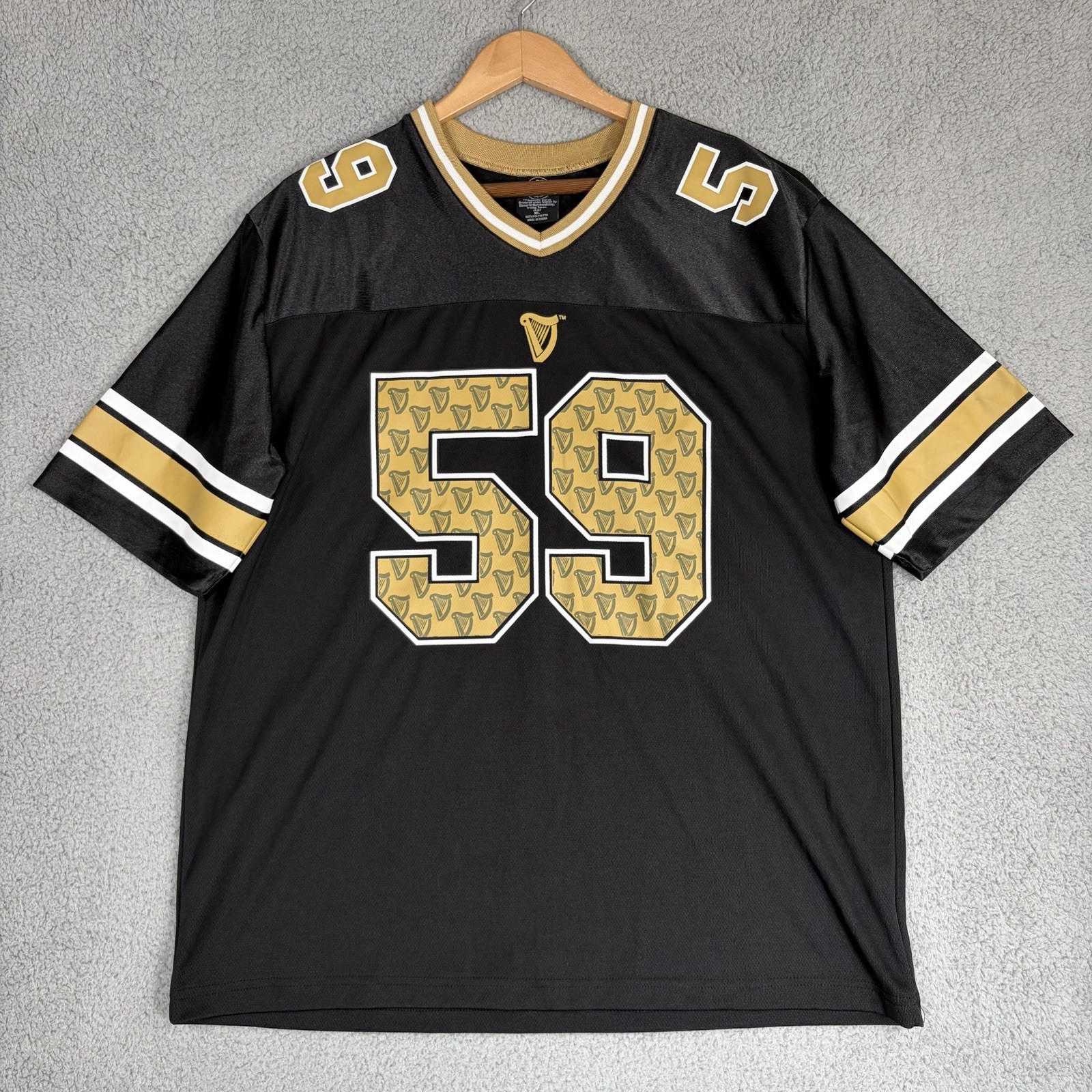 Guinness Beer Jersey Mens XL #59 Black Gold Stout Football Style Shirt Pub