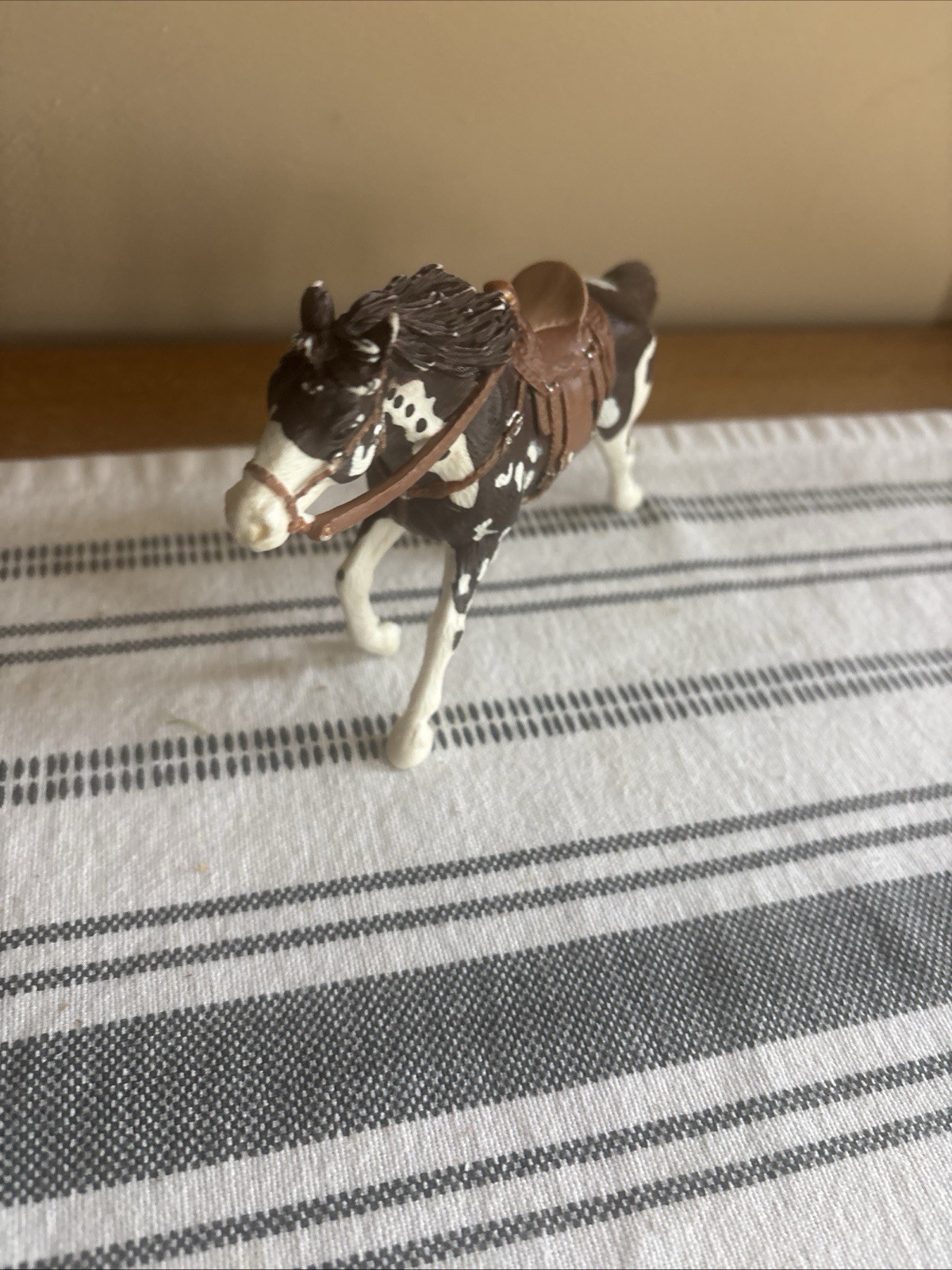 Schleich Brown & White Pinto Mare Horse w/Saddle & Reins