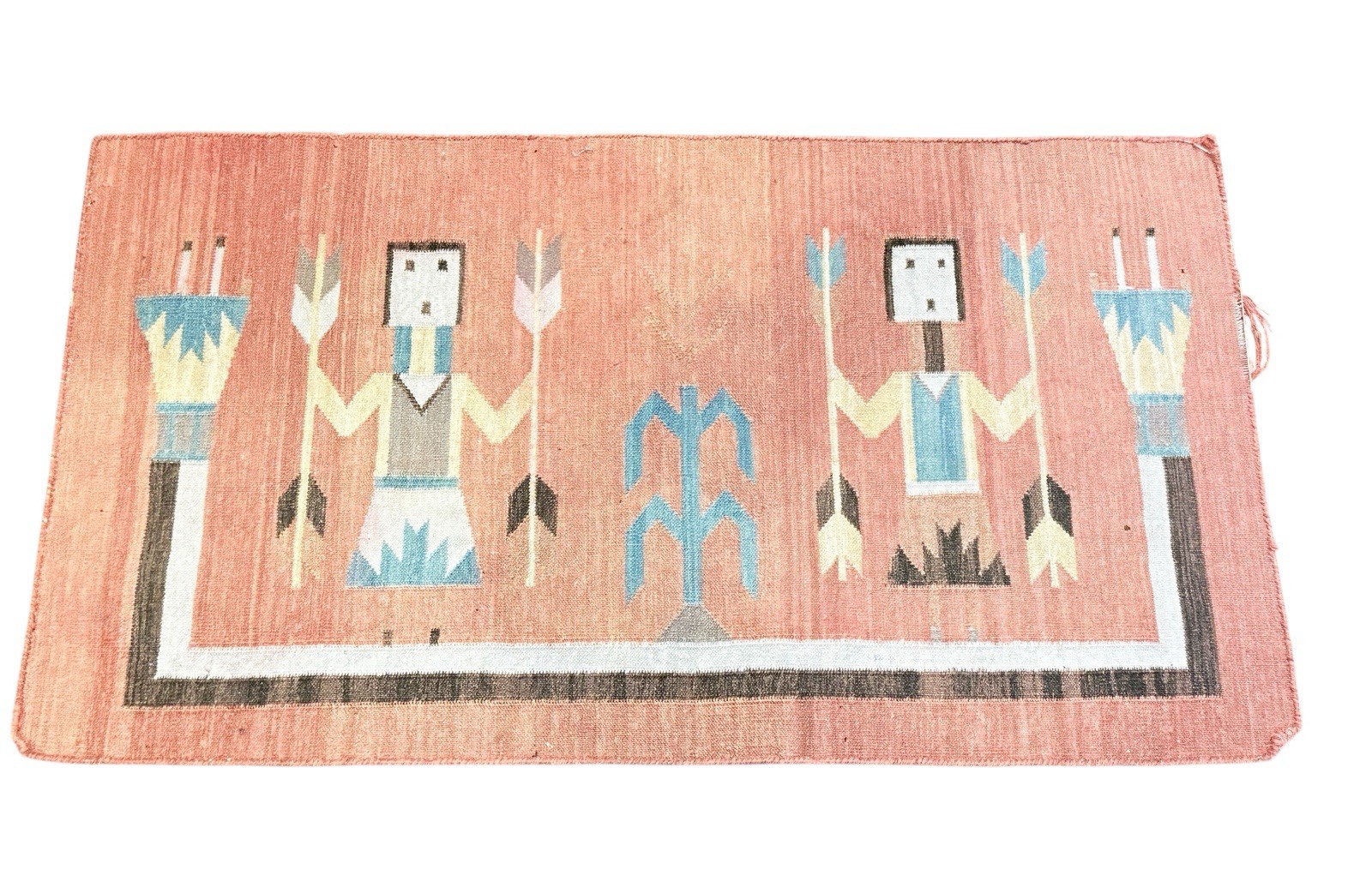 Vintage Navajo Yei Pictorial Wool Rug Tapestry Native American Wall Hanging