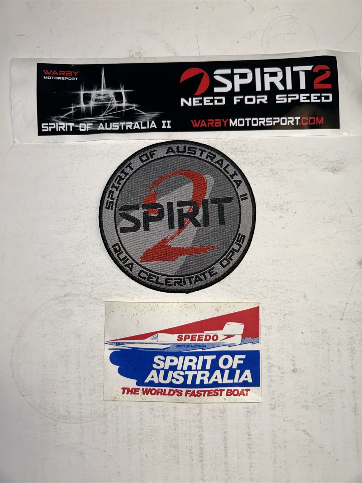 SPIRIT OF AUSTRALIA II  Speed Boat Race Patch Spirit 2 & two stickers