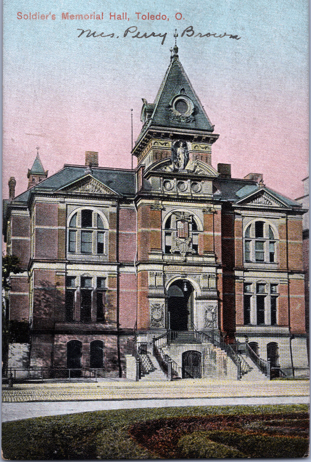 Vintage Ohio Postcard OH 1914 Soldier's Memorial Hall Toledo