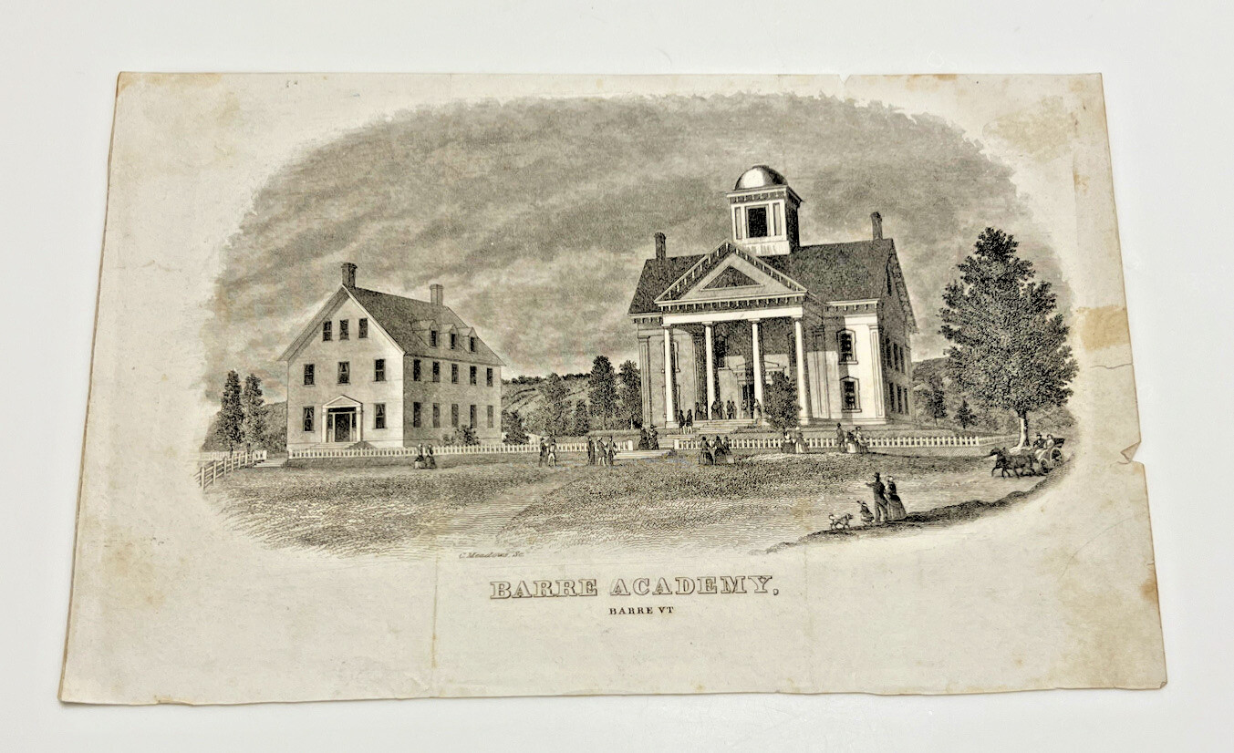  RARE Antique Photograph 1800s Barre Academy Barre Vermont 1852/1885 FRAGILE