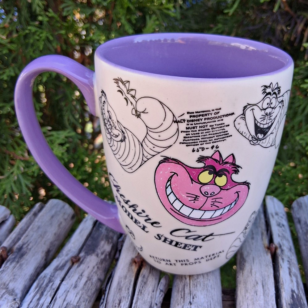 Disney Store Cheshire Cat Mug Purple Handle & Interior SUPER RARE Sketch series 