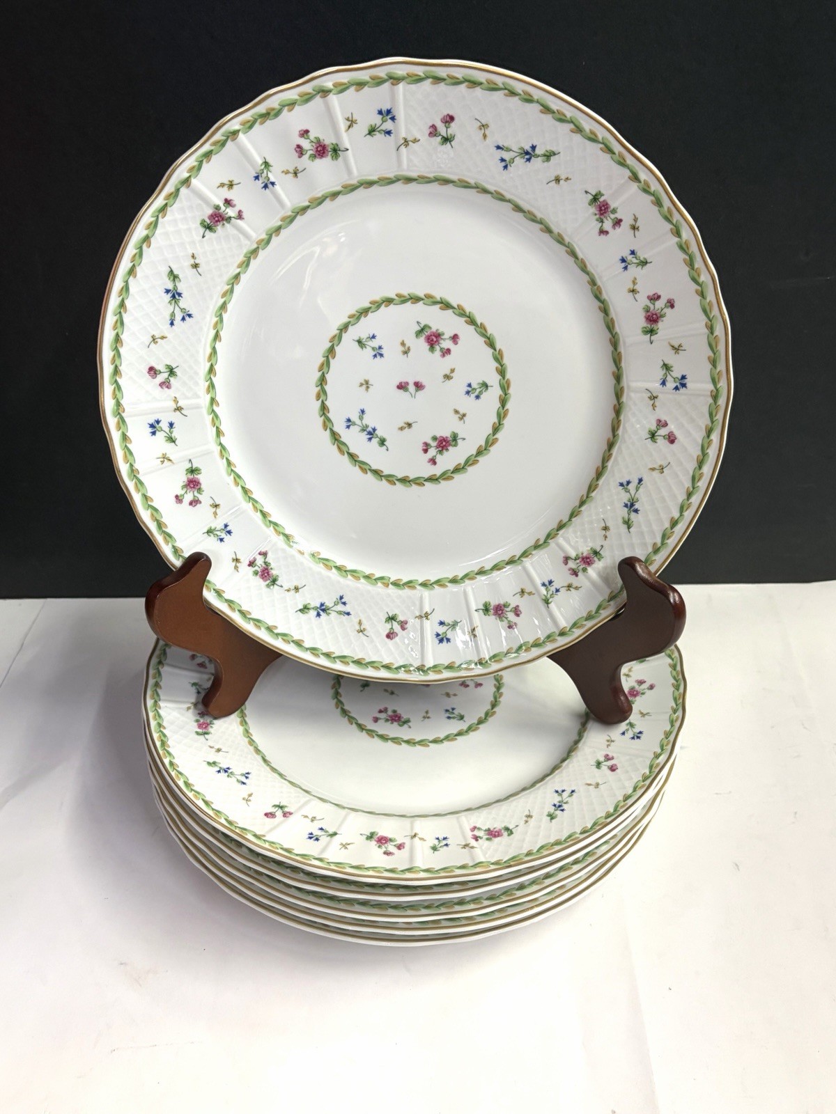 Set of 6 Bernardaud Limoges Artois Vert Dinner Plates 10-1/4
