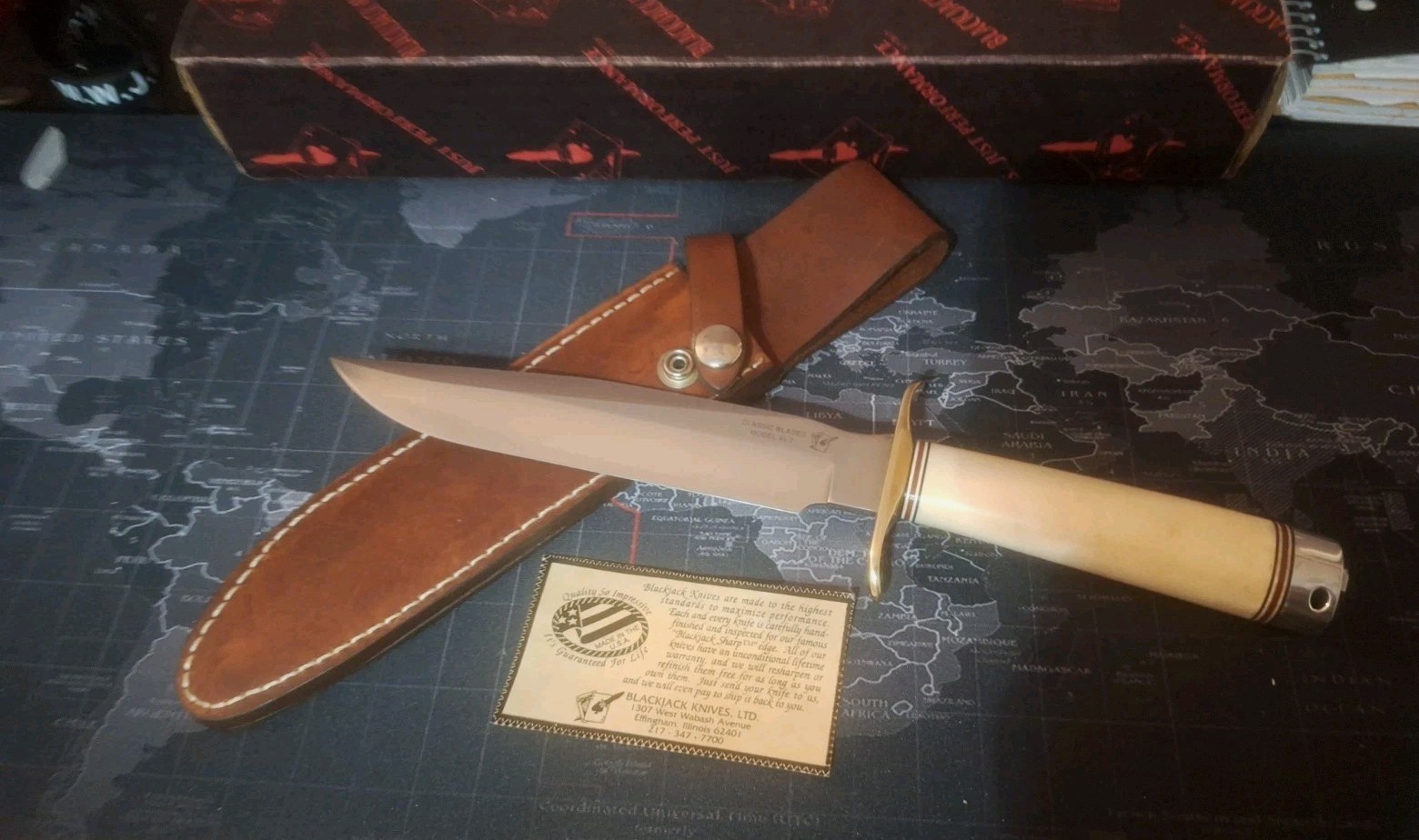 VNTG BLACKJACK 1-7  KNIFE EFFINGHAM ILLINOIS CLASSIC MODEL 1, SMOOTH BONE W/BOX 