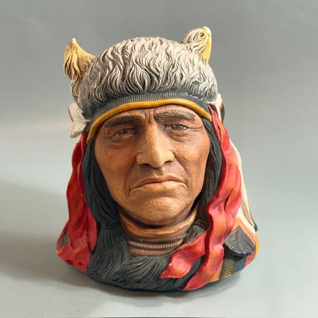 Vintage Bosson Chalkware Legend Face Figurine England Crazy Horse SIGNED 1984