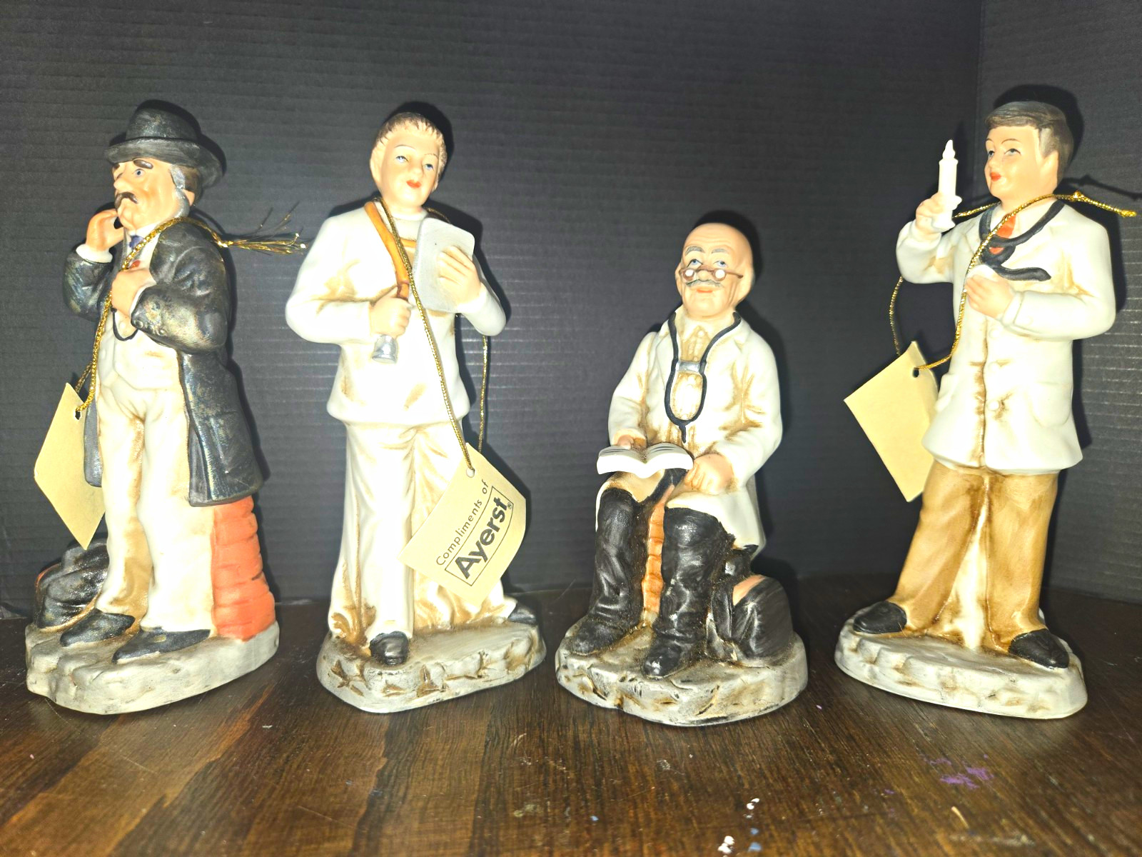 Vintage Lot of 4 Ayerst Pharmaceutical Porcelain Doctor Figurines with Tags
