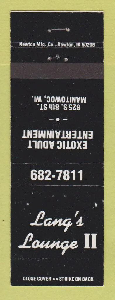 Matchbook Cover - Lang's Lounge II Strip Club Manitowoc WI