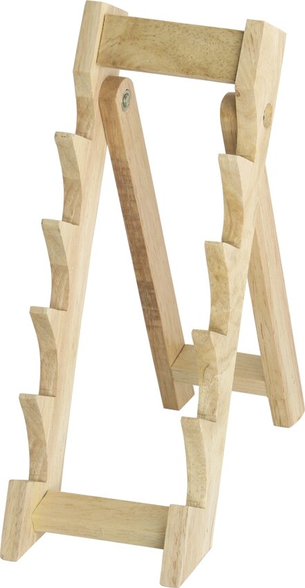 Countertop Display Stand Brown Wood One Piece Construction Holds Five Knives