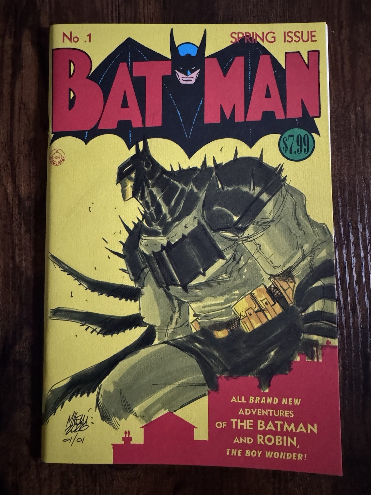 1/1 BATMAN No. 1 ORIGINAL ART ABSOLUTE BATMAN COLORED SKETCH BY A. Micelli w/COA