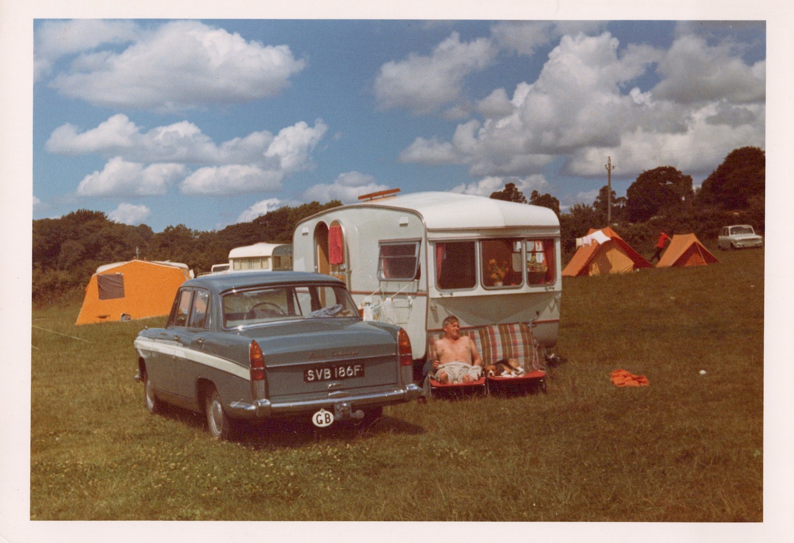 British Camping Caravan Trailer Car Campsite Holiday VINTAGE PHOTO RV Camper Van