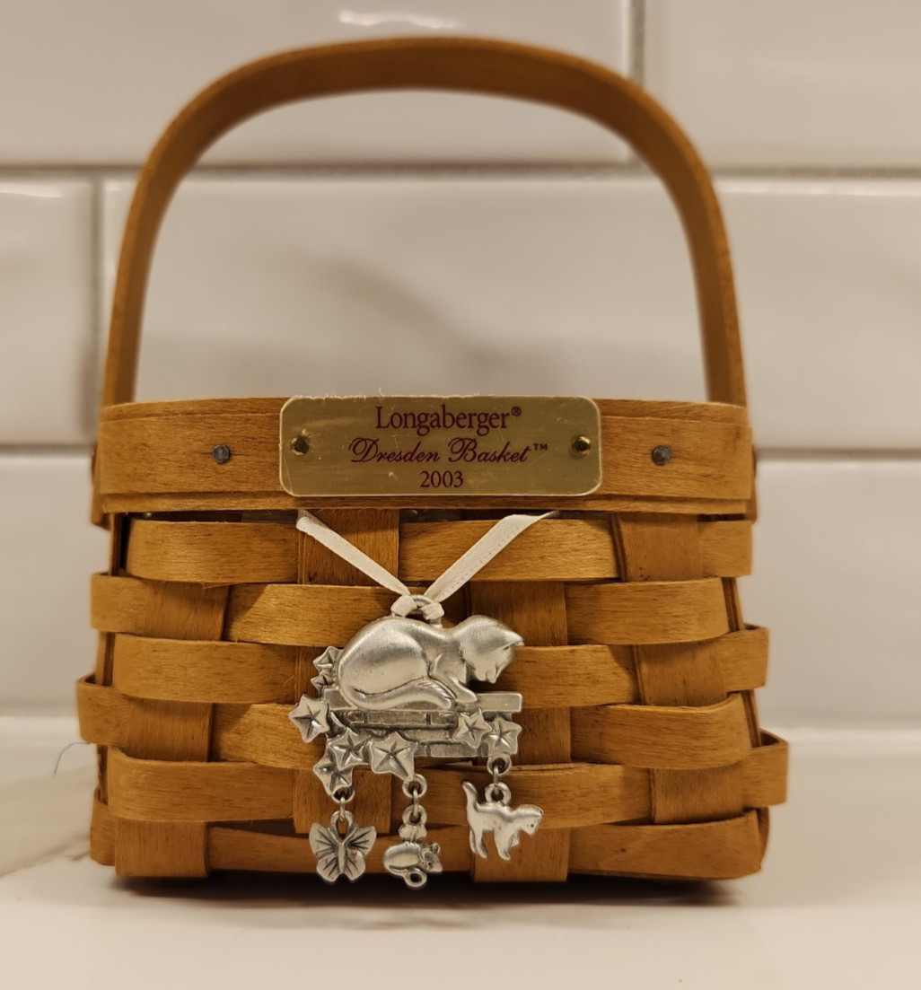 VTG 2003 Longaberger Dresden Basket w/protector & Many Longaberger Signatures
