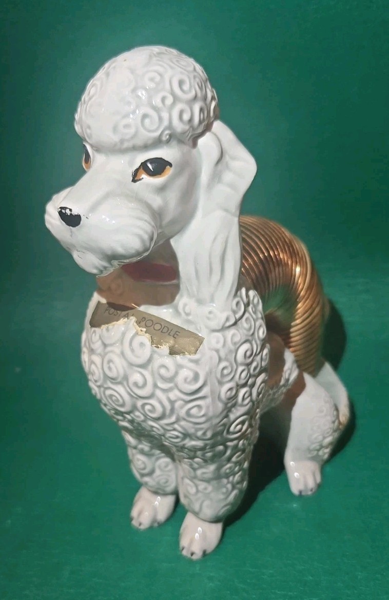 Vintage Marston Postal Poodle Letter Holder, California Pottery Ceramic Figurine