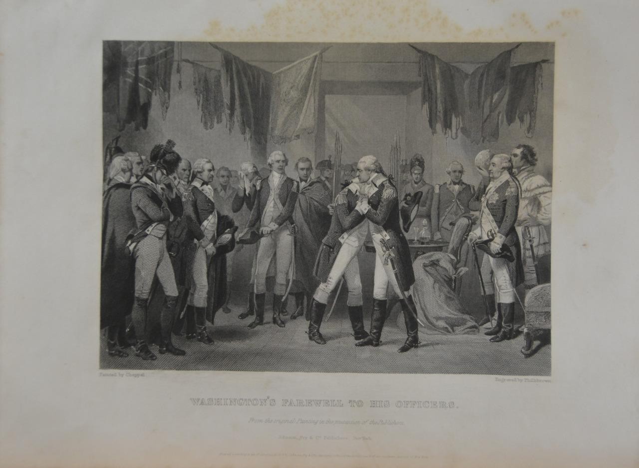 Antique Engraving Revolutionary War General Washington's Farewell Original 1857