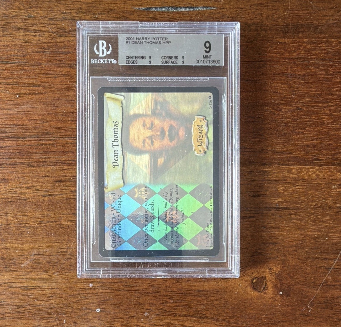 2001 WOTC Harry Potter #1 Dean Thomas Holo BGS 9 Wizards of the Coast