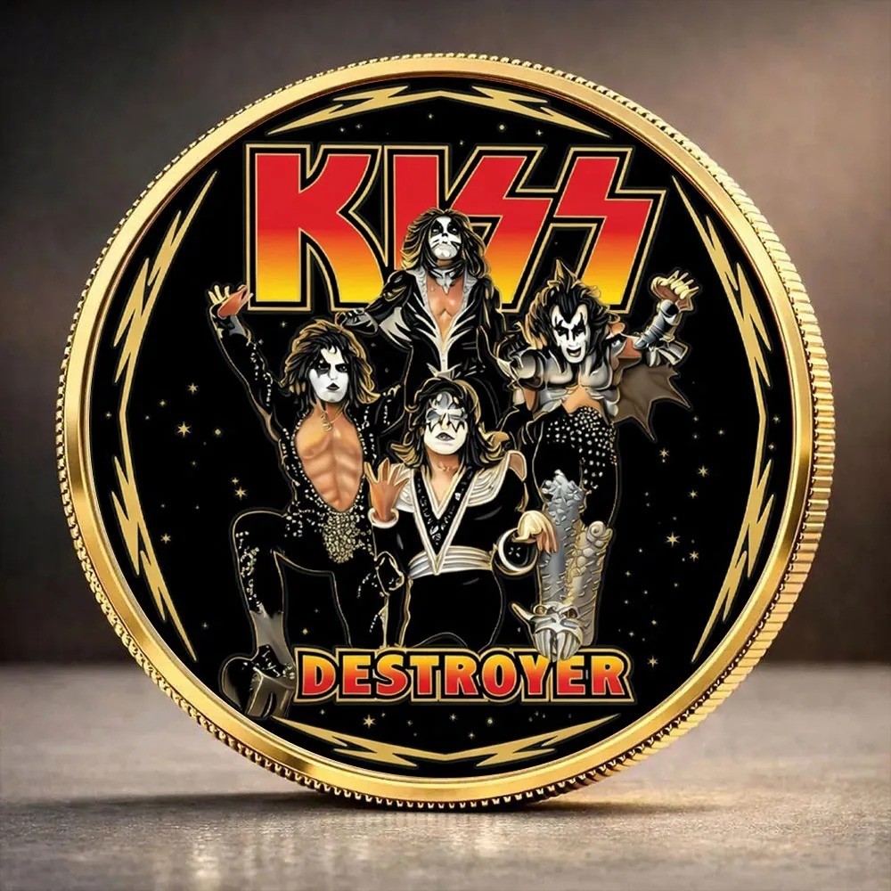 KISS Destroyer Commemorative Coin Rock Band Memorabilia Gold Plated Medal