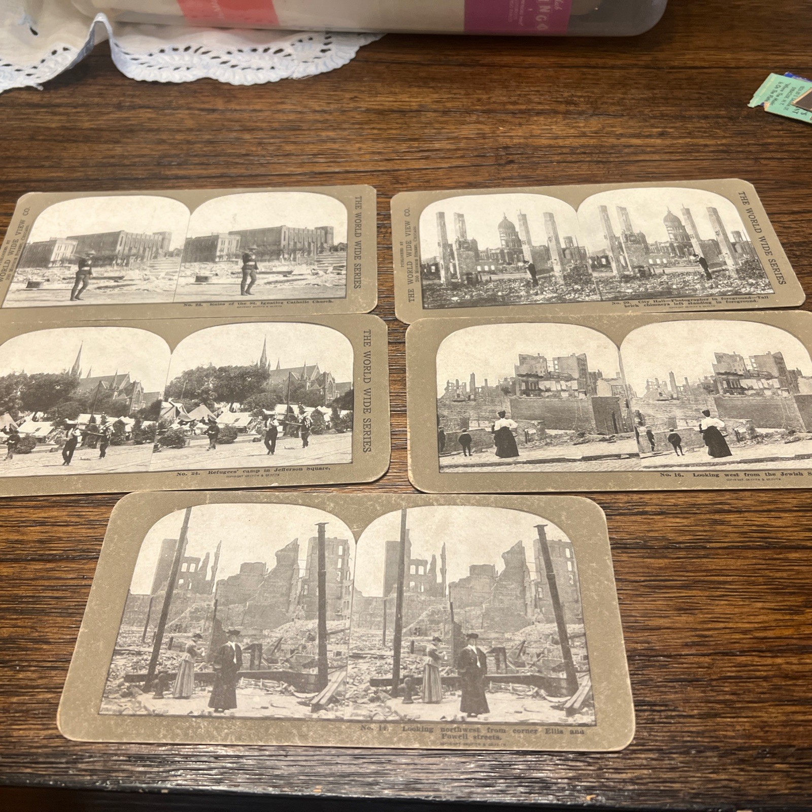 VTG Lot (5) 1906 Griffith Stereo view San Francisco Earthquake 