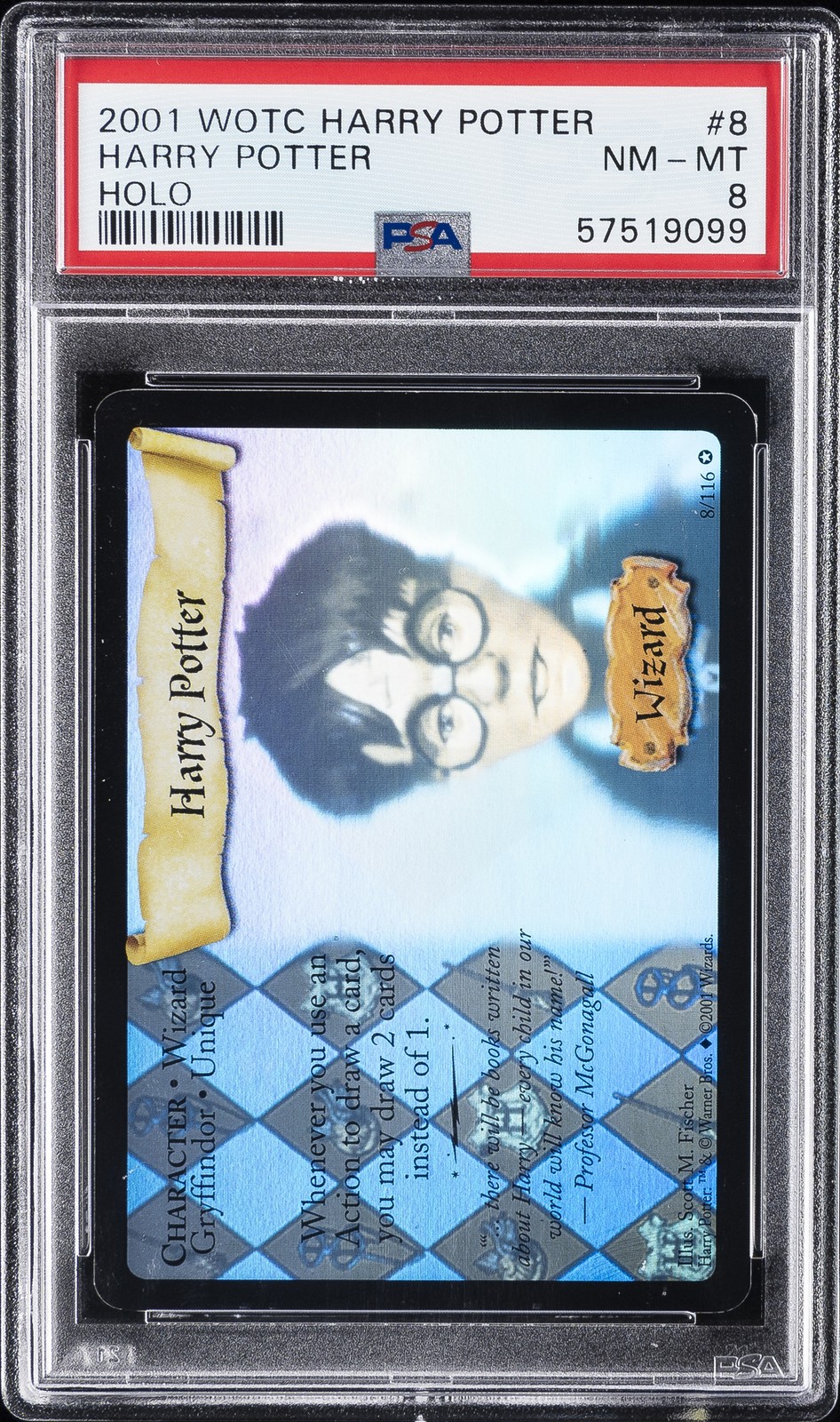 2001 WOTC HARRY POTTER HOLO #8 HARRY POTTER PSA 8
