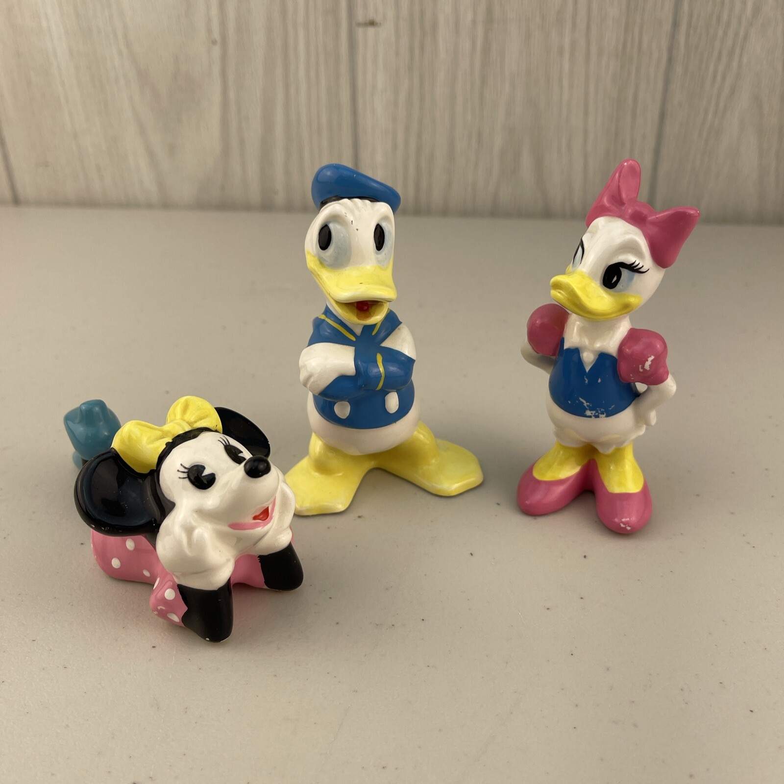LOT 3 VTG Walt Disney Japan Minnie Mouse Donald Daisy Duck Porcelain Figurine