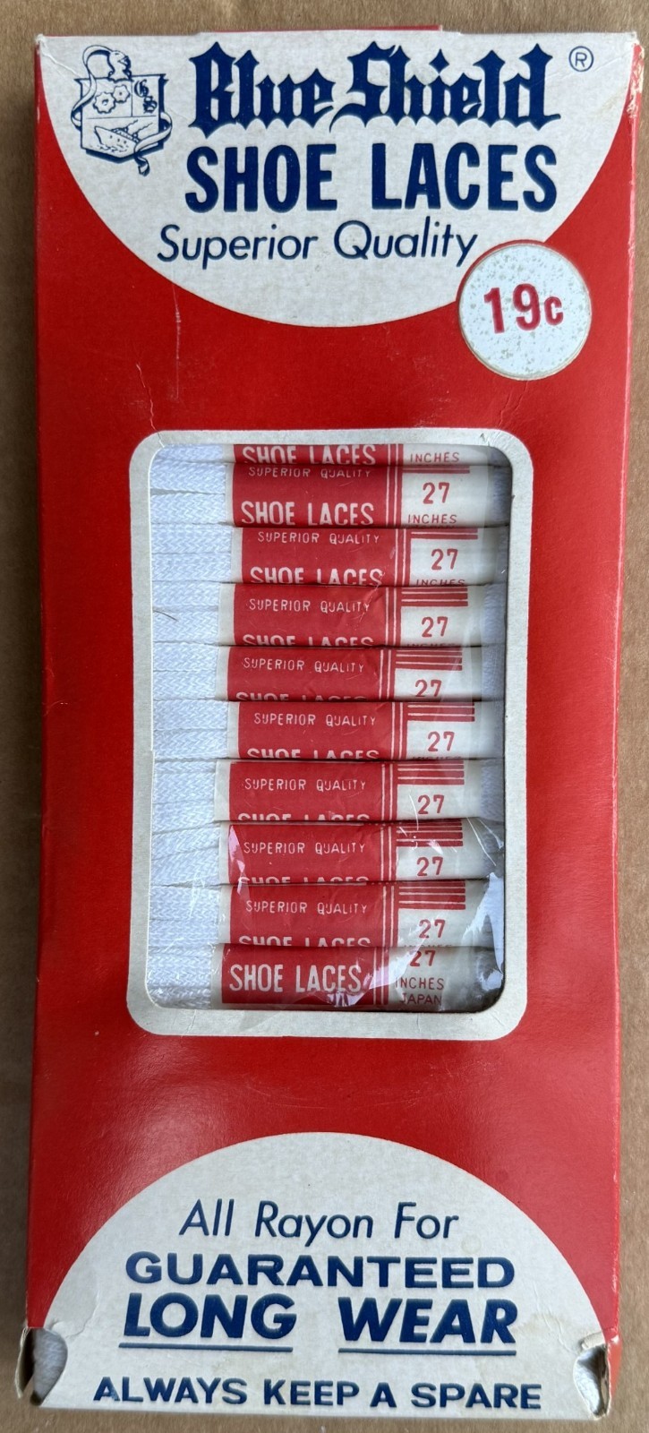 Vintage 1958 – 1962 Display of Blue Shield Shoelaces for an Old Store Display.