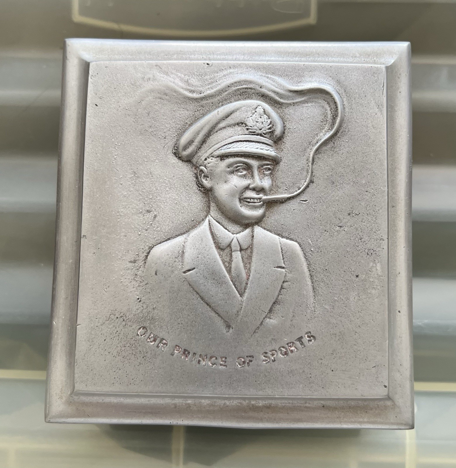Vintage 1920s British Cast Aluminum Cigarette Box Of Edward VIII Prince Of Wales