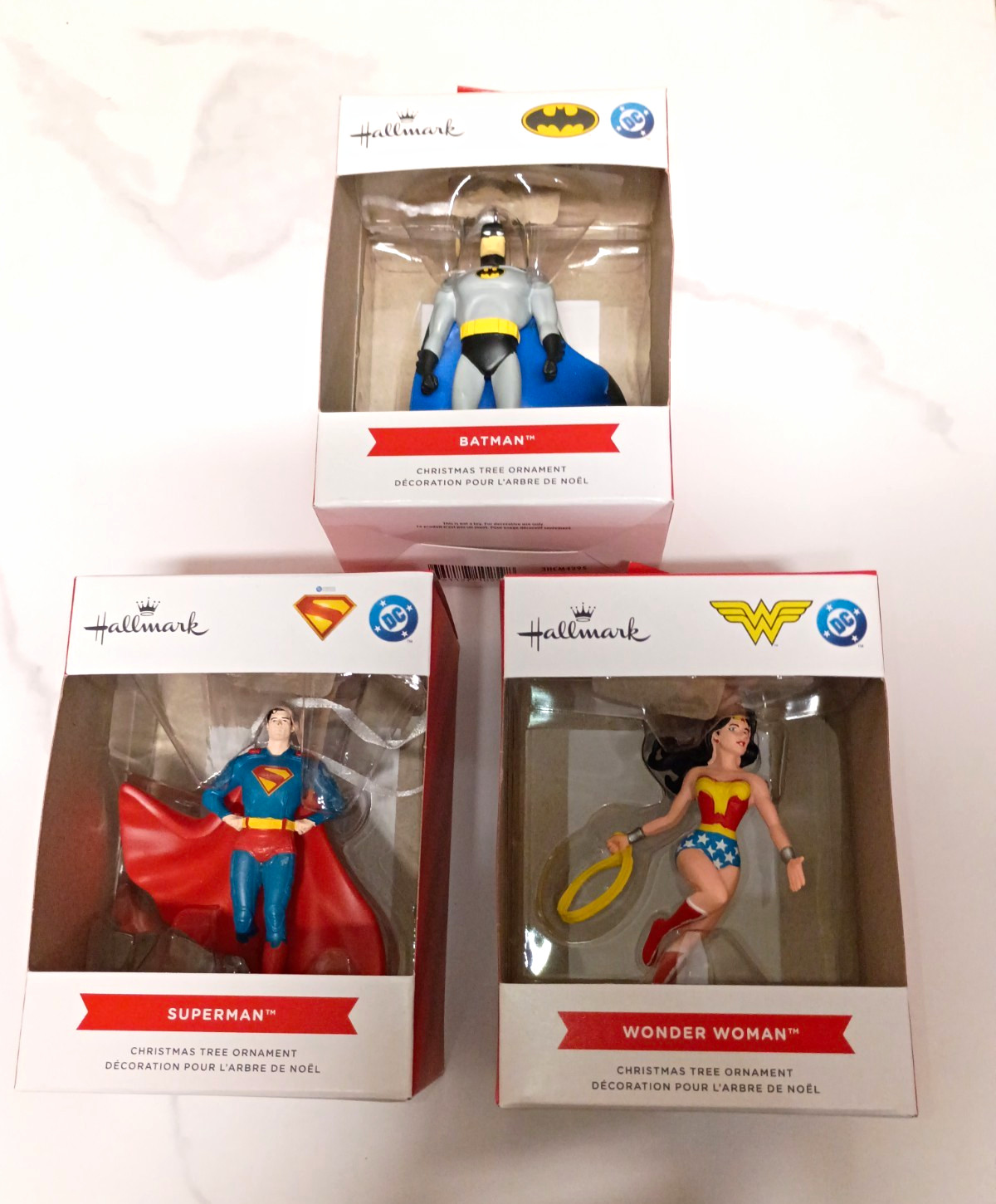 3- 2026 Hallmark DC Comics/WB Ornaments Batman, Superman, Wonder Woman Christmas