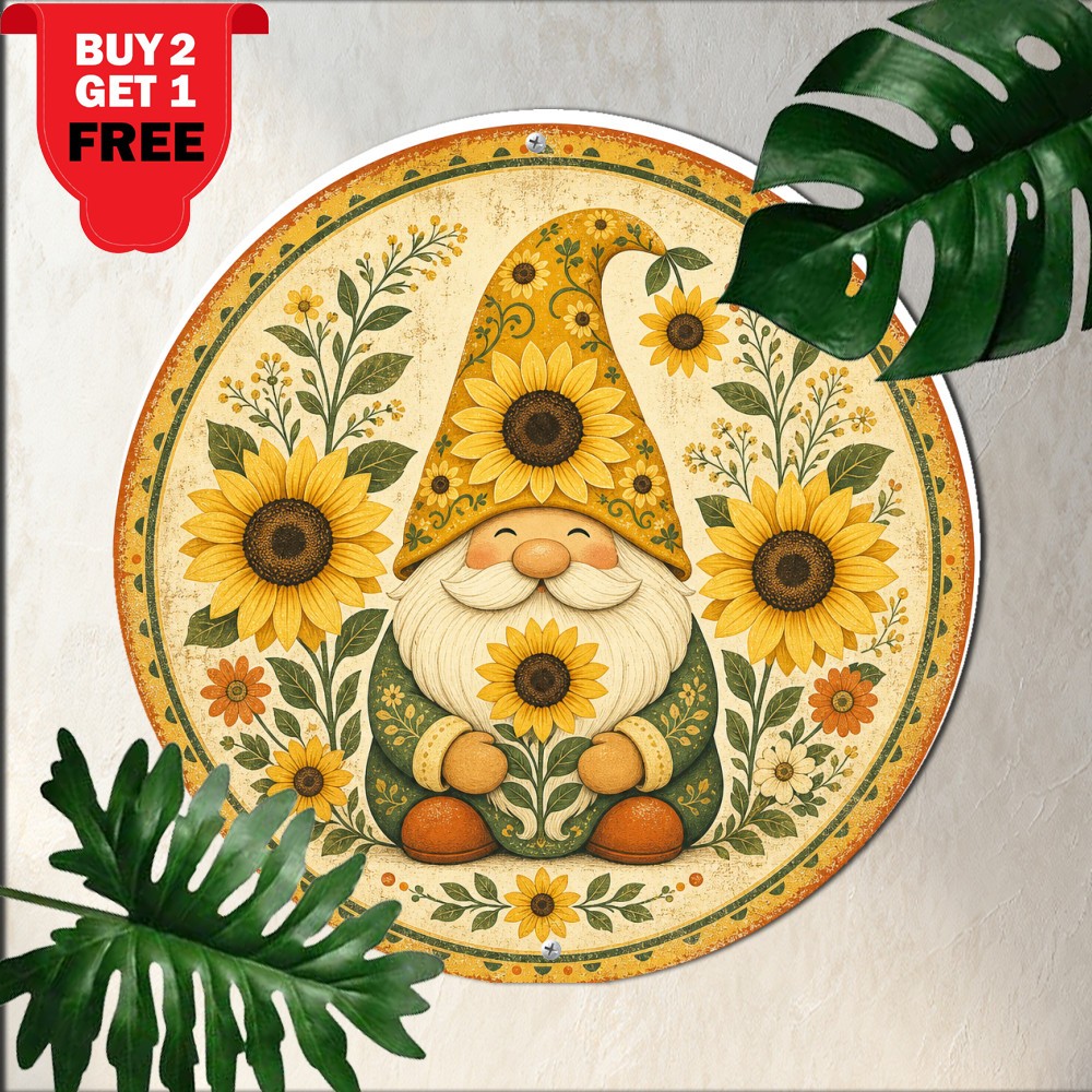 Sunshine Love Sunflower Garden Round Metal Sign Romantic Floral Wall Tin Plaque