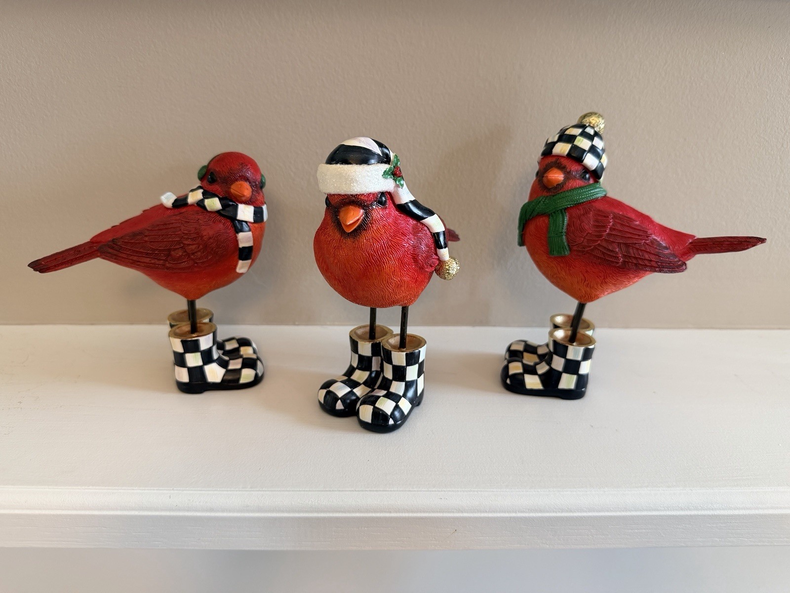 MacKenzie-Childs COZY CHRISTMAS CARDINALS - Set of 3   NEW