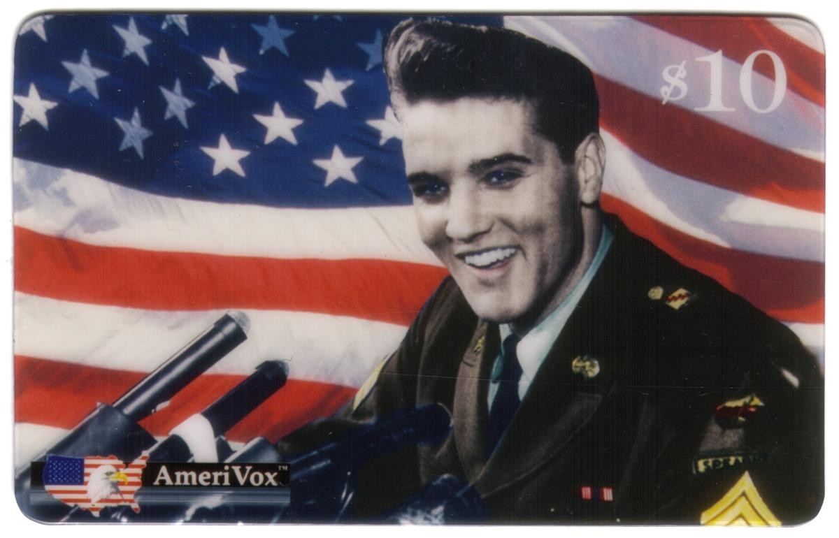 $10. Elvis Presley In Uniform At Fort Dix Press (Gold Stripes) TEST Phone Card