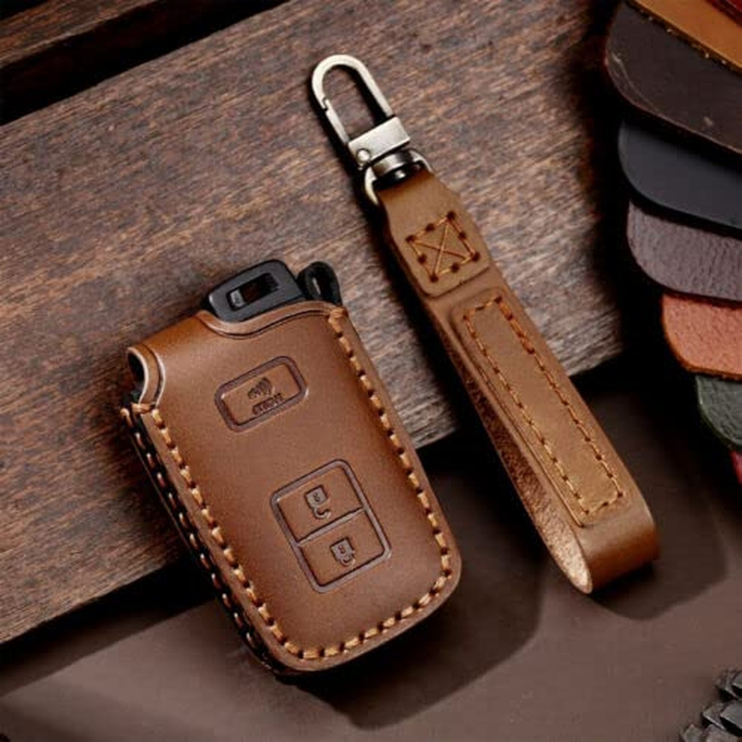 Leather Smart Car Key Cover Case Fob Holder Fit For Toyota 4 Runner Tundra Ta...