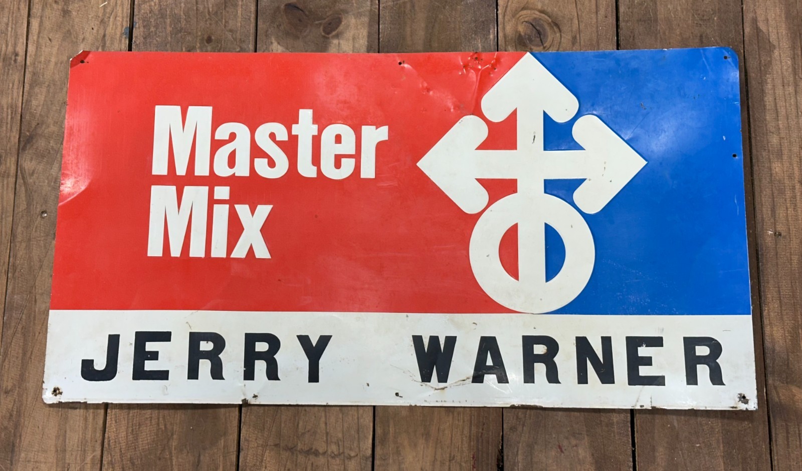 VINTAGE ORIGINAL EMBOSSED MASTER MIX FEEDS METAL FARM SIGN 100% original 30X16