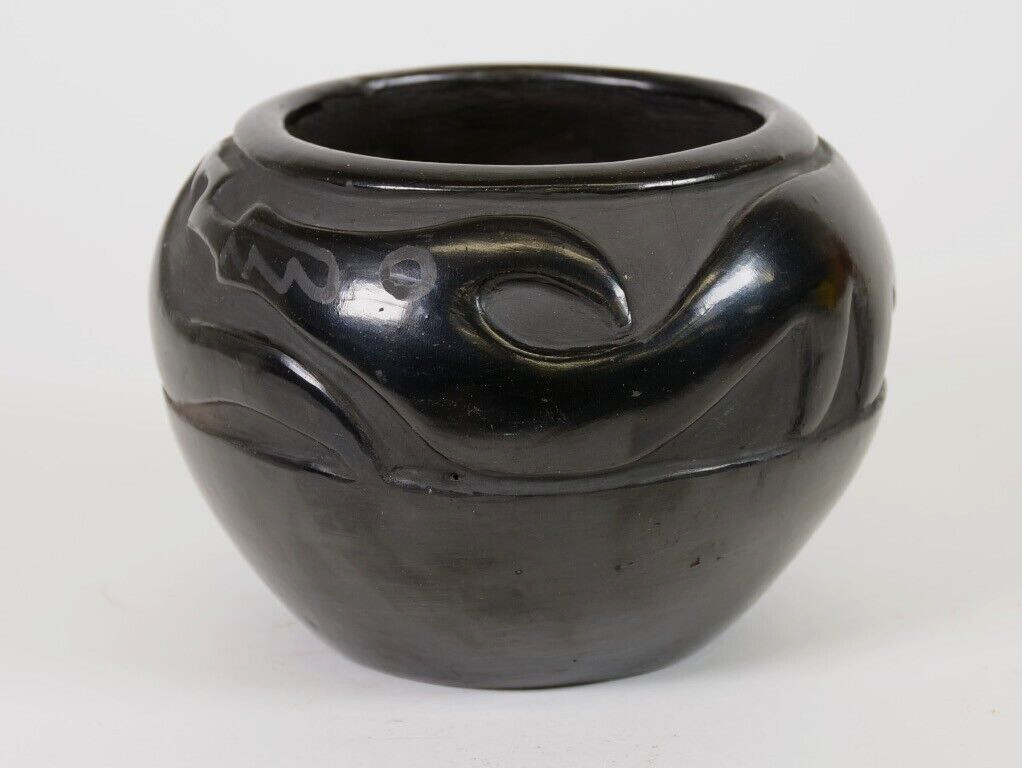 Santa Clara Pueblo Carved Blackware Pottery By Margaret Tafoya Mid to Late 20th