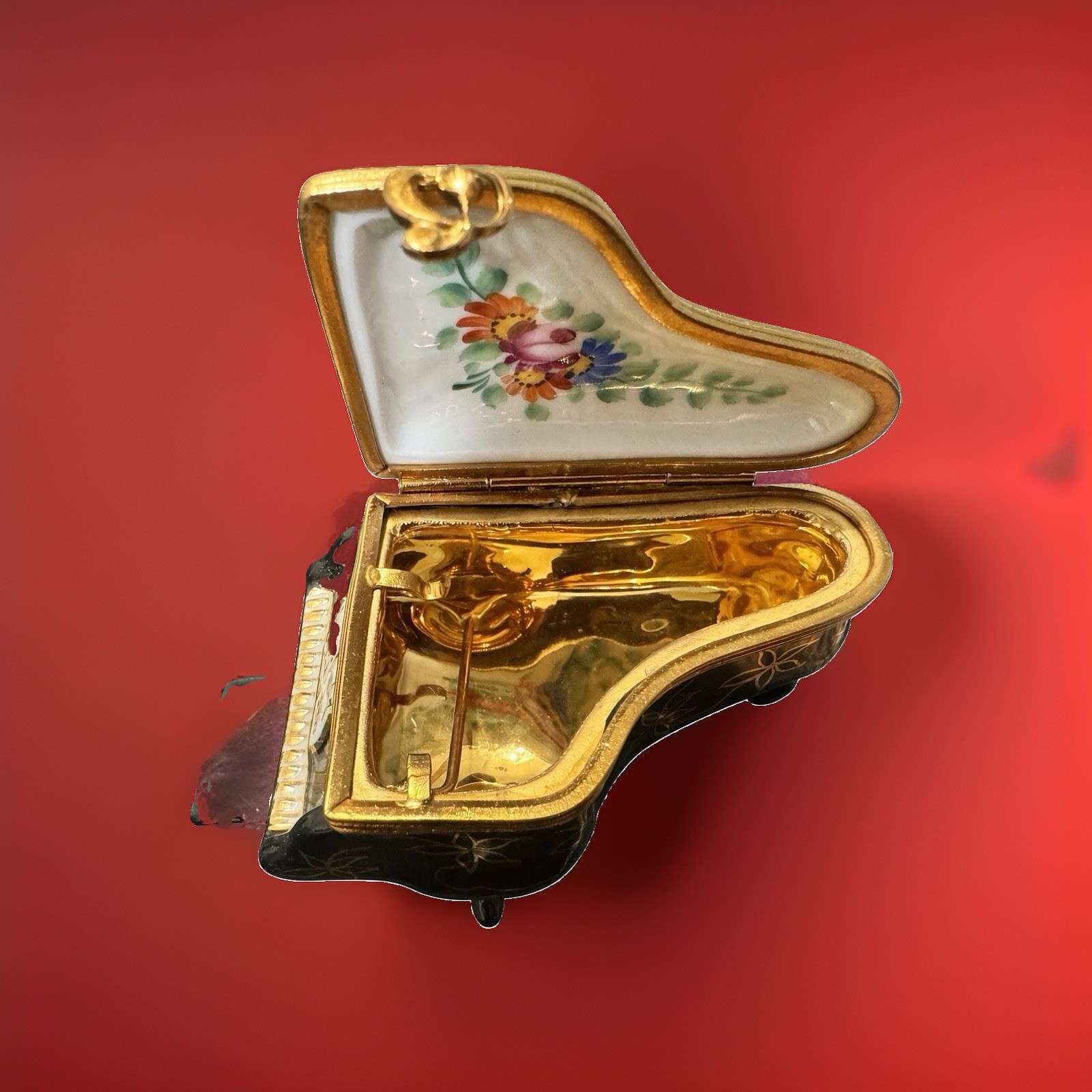 *NWOB* Limoges EXIMIOUS Peint Main Grand Piano Trinket W/ Bench (#56 of 750) LE