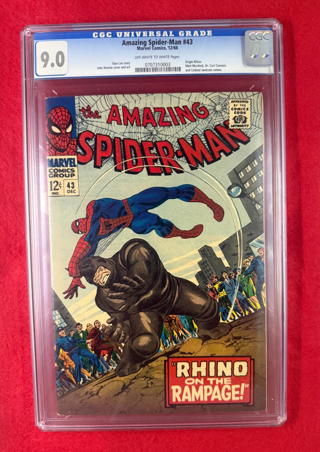 The Amazing Spider-Man #43 (Marvel Comics December 1966) Graded 9.0 CGC Slabbed