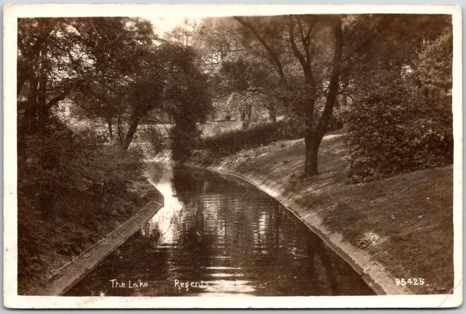 London England The Lake Regents Park Vintage 1900s Postcard RPPC Postcard